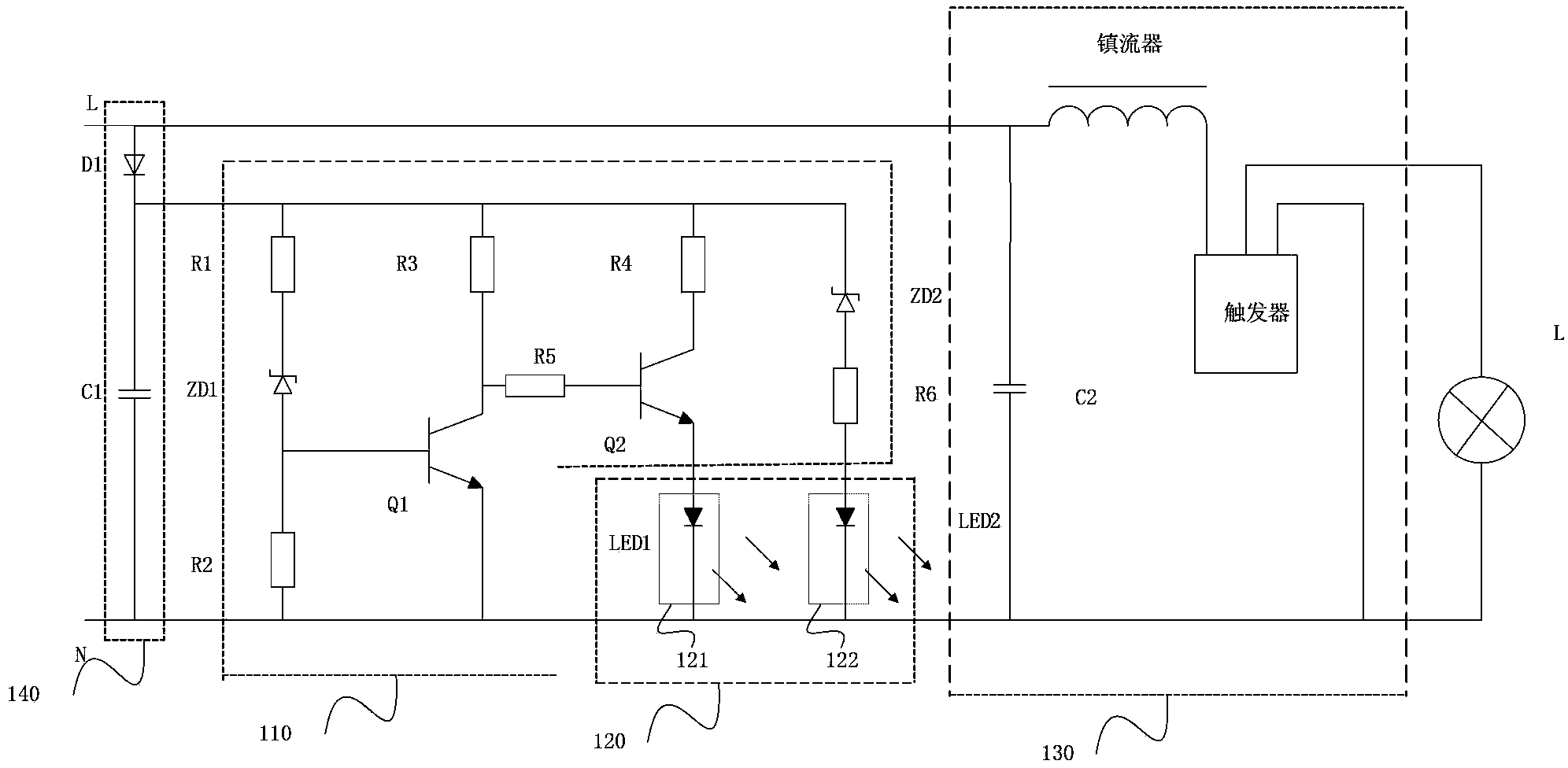 Voltage indicating circuit and lamp