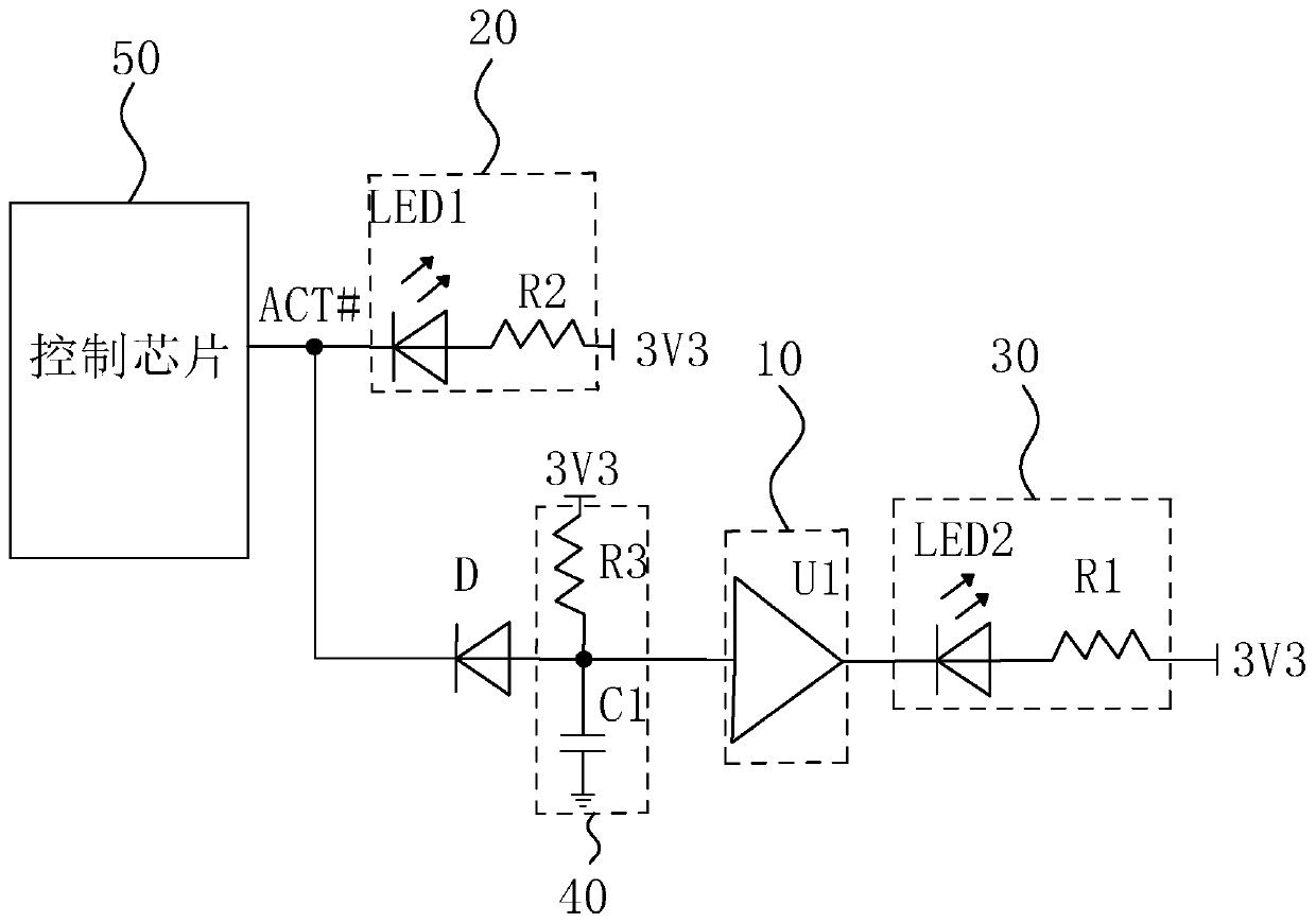 Network port state indication circuit and system