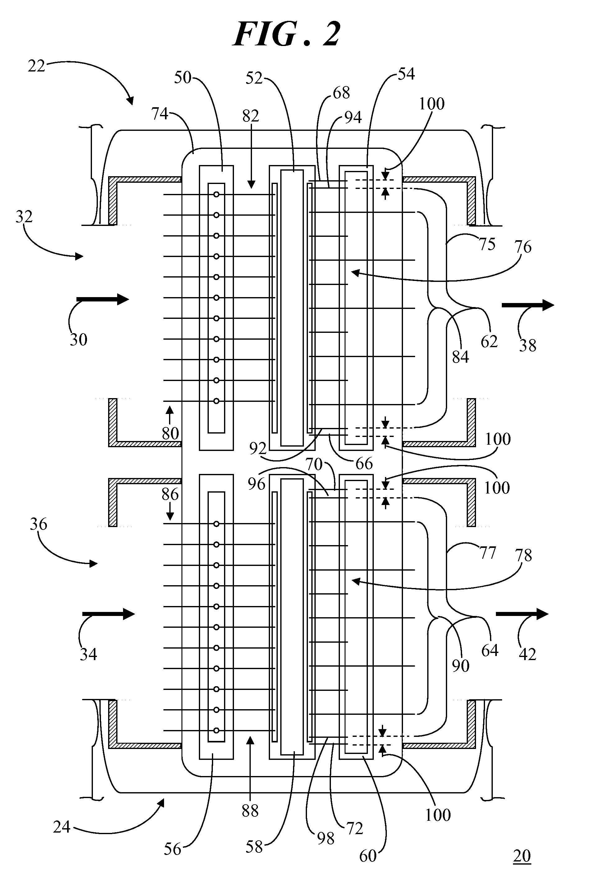 Semiconductor package with reduced inductive coupling between adjacent bondwire arrays