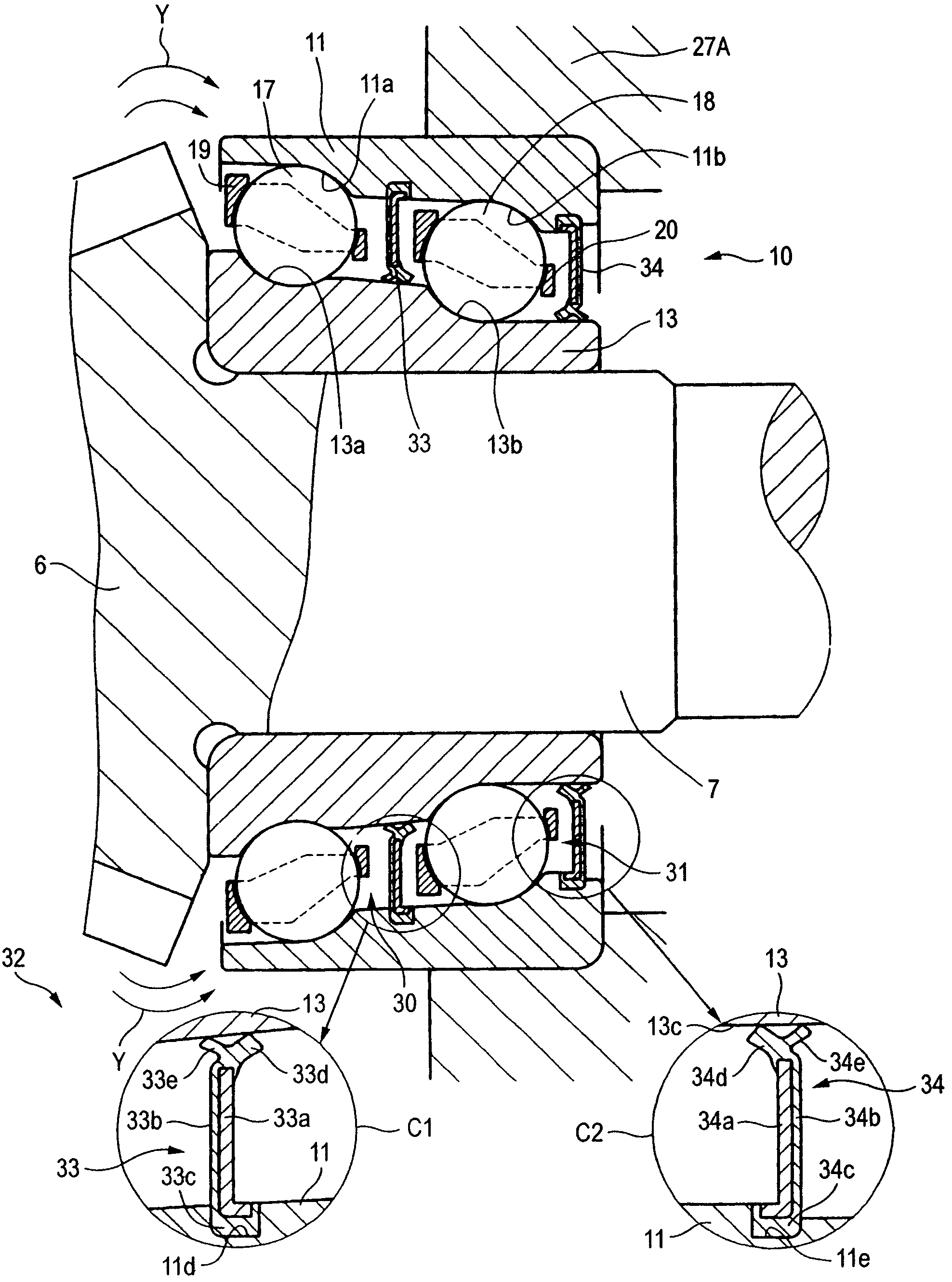 Rolling bearing device for supporting pinion shaft