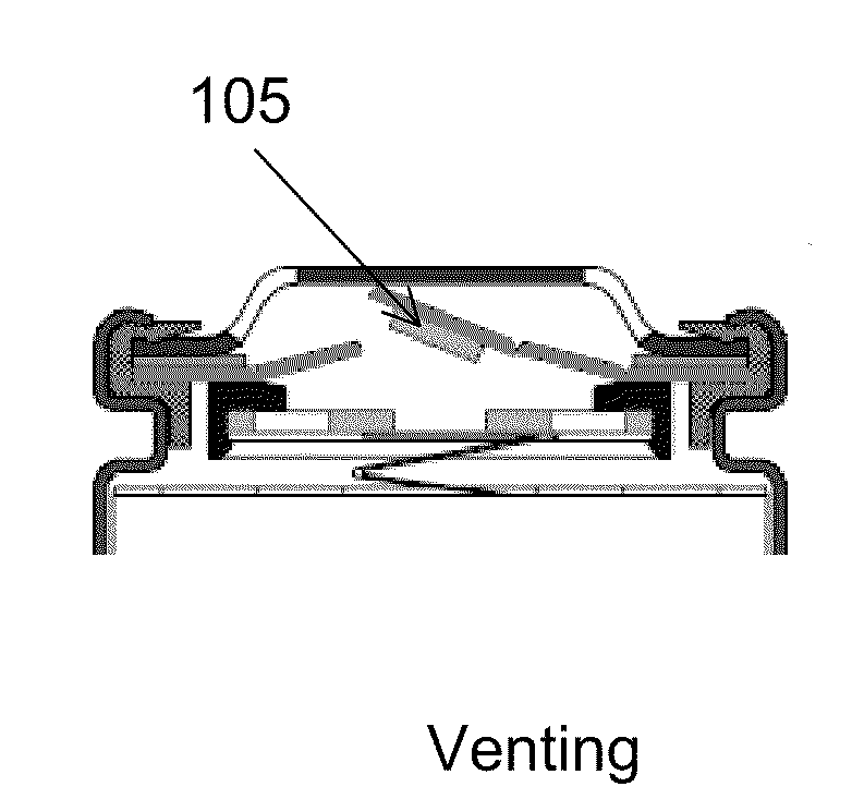 Double acting venting mechanism for battery cells