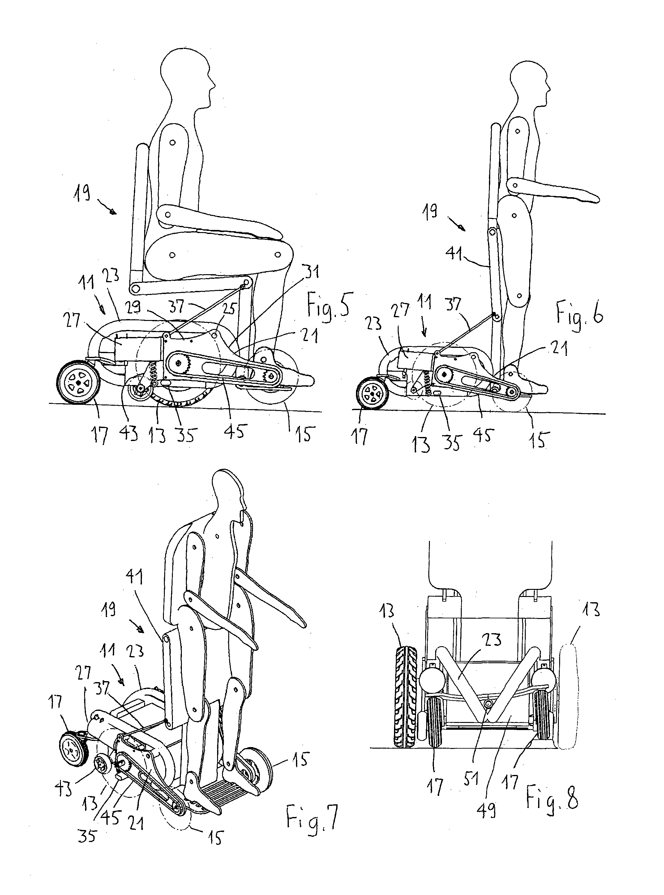 Vehicle with central wheel drive, in particular a wheelchair or stand-up wheelchair