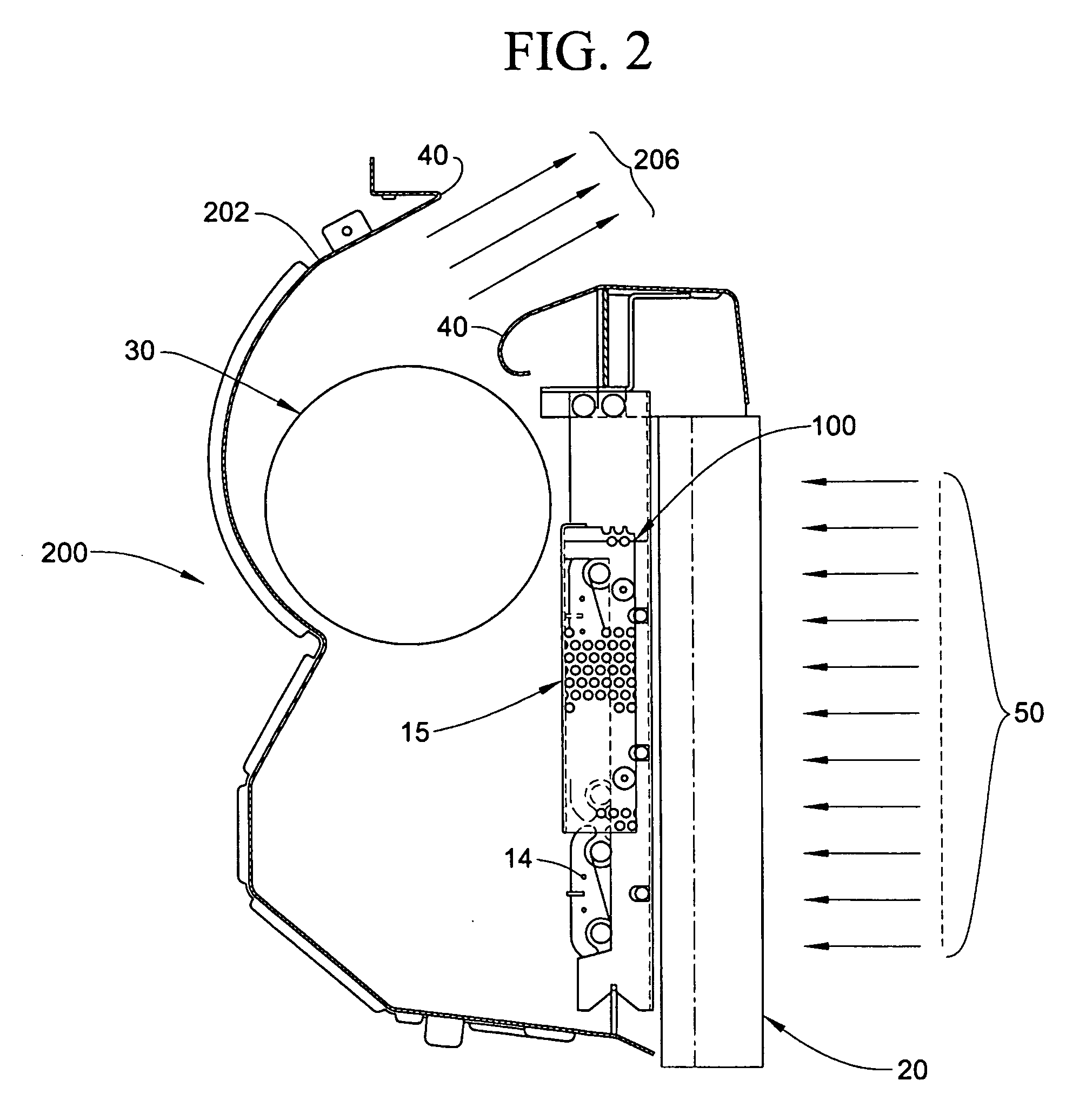 Heating or heating and air conditioning unit with noise abatement feature and method of use