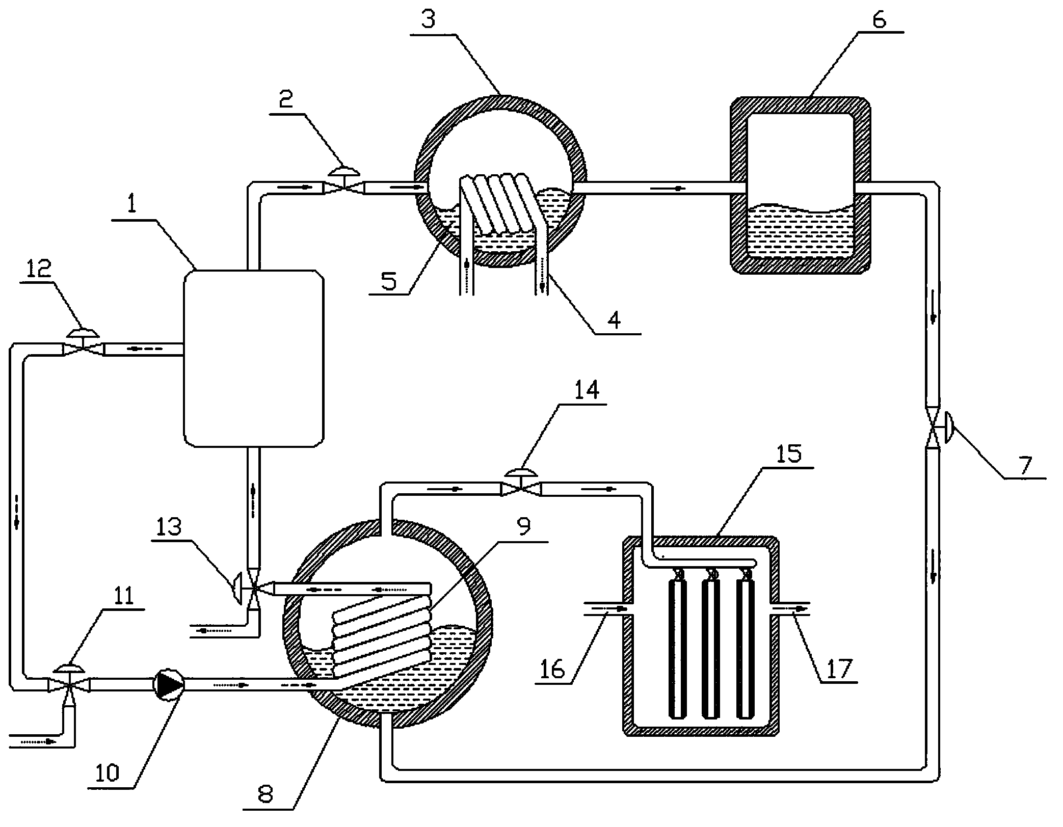 Modular solar chemical adsorption heat storage and release and temperature-raising system and method