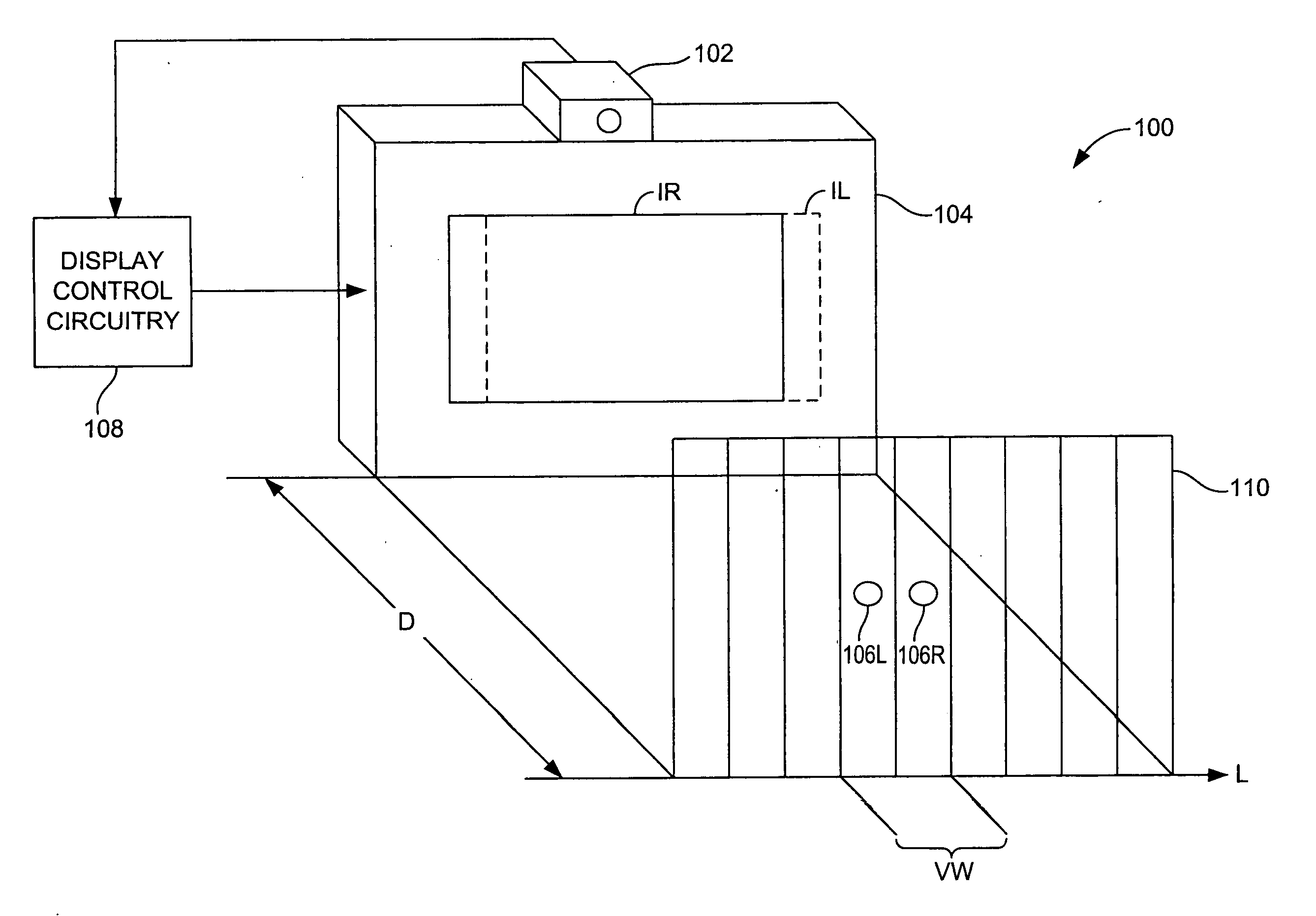 Eye detection system and method for control of a three-dimensional display