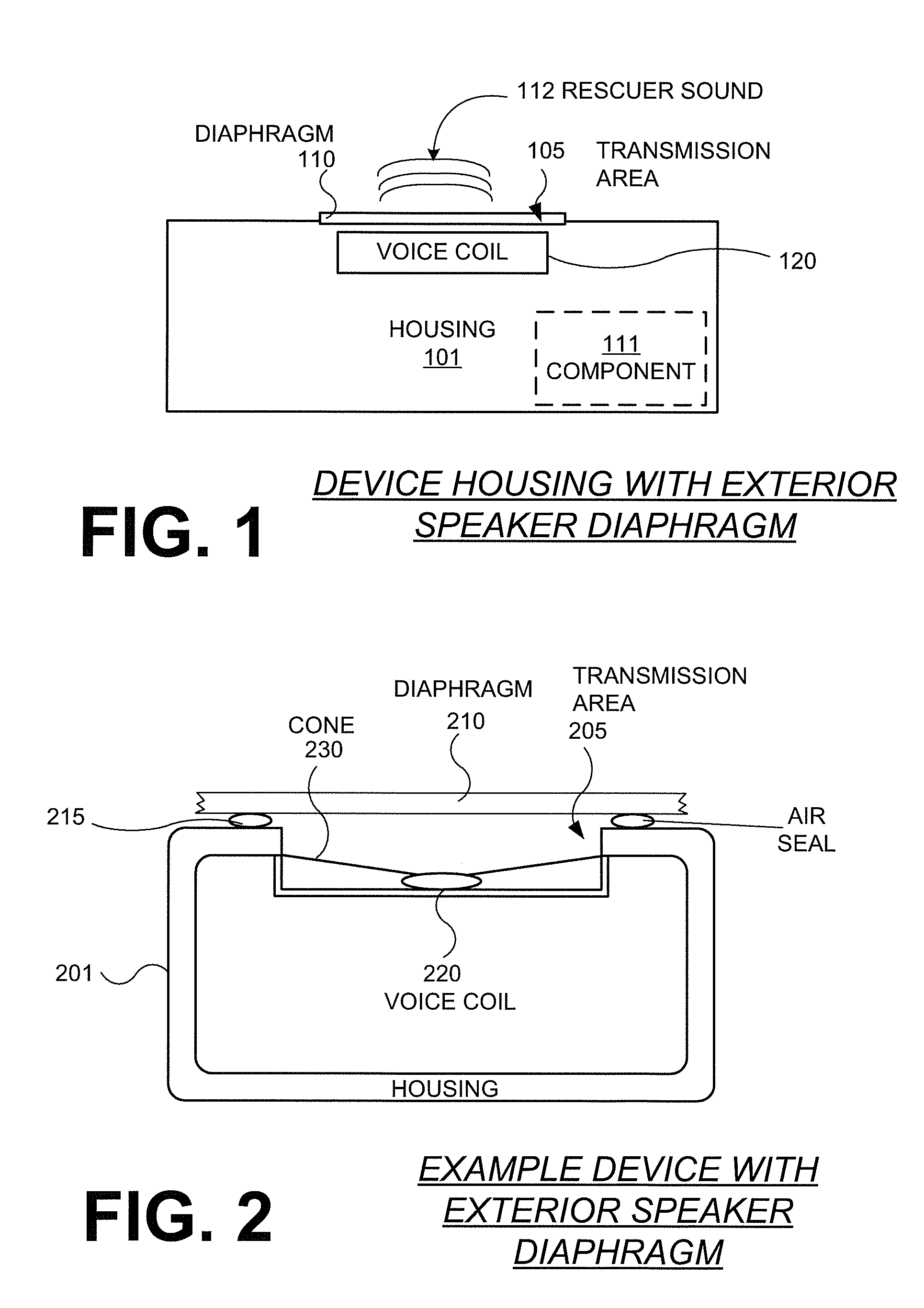 Medical device with speaker having exterior diaphragm