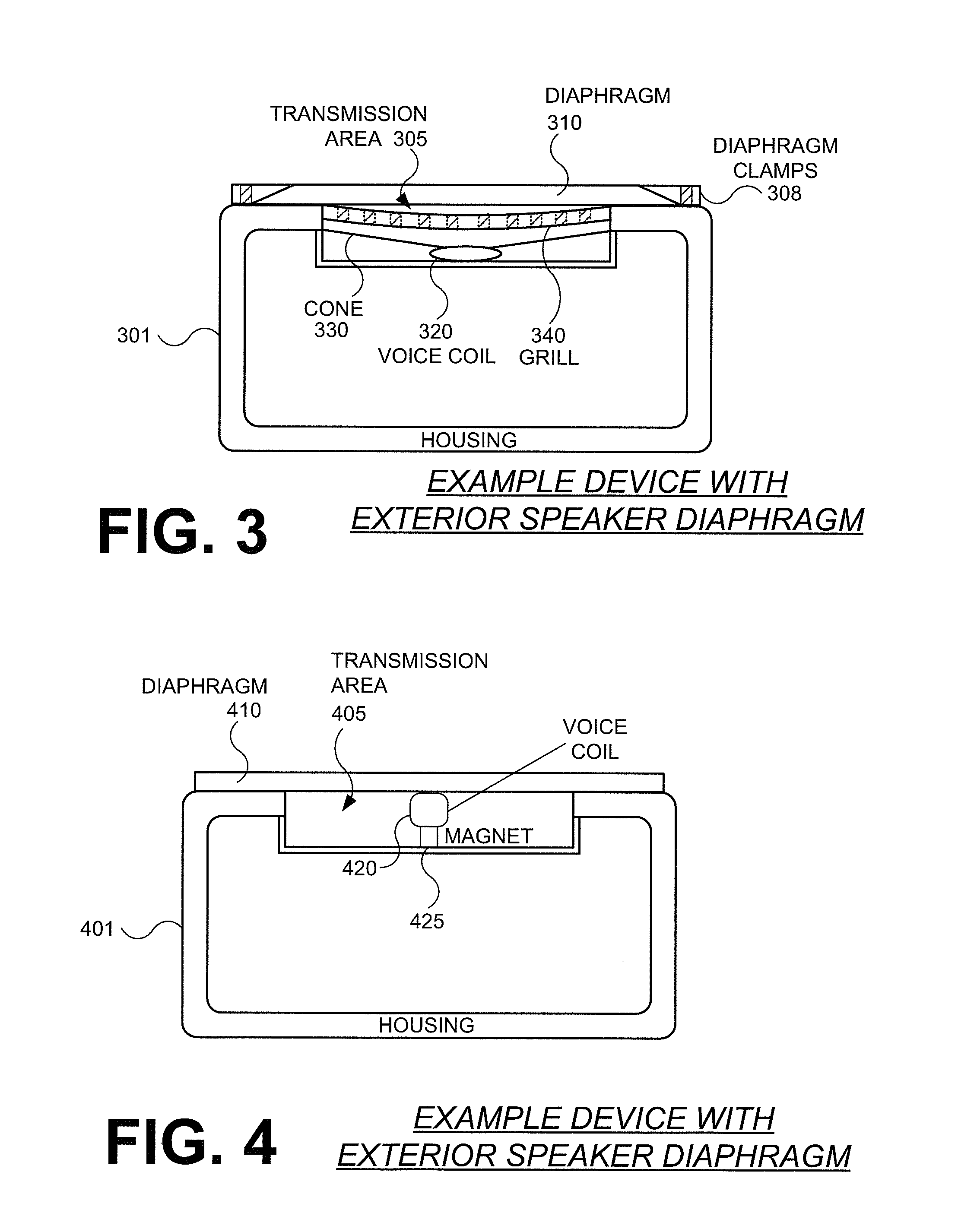 Medical device with speaker having exterior diaphragm