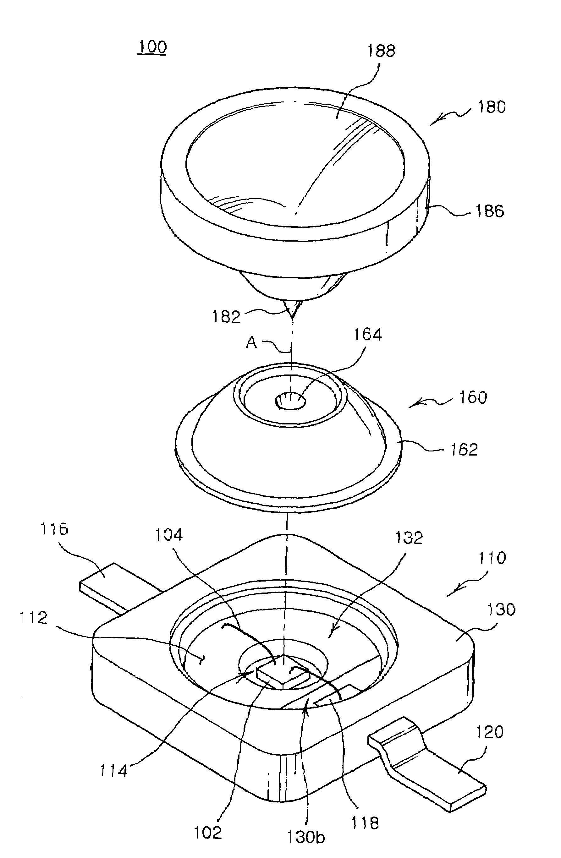 Light emitting diode package having dual lens structure for lateral light emission