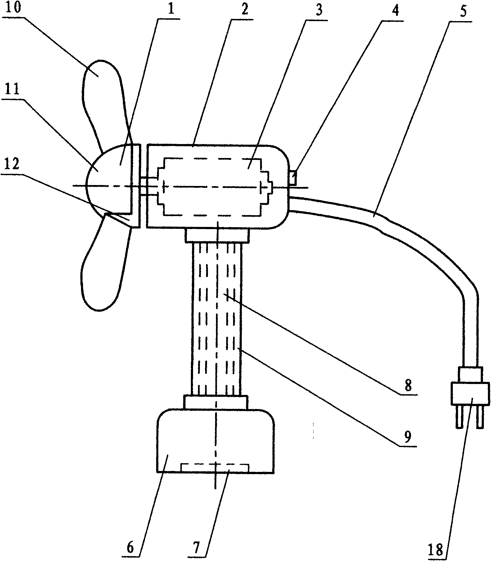 Electric fan for sewing machine