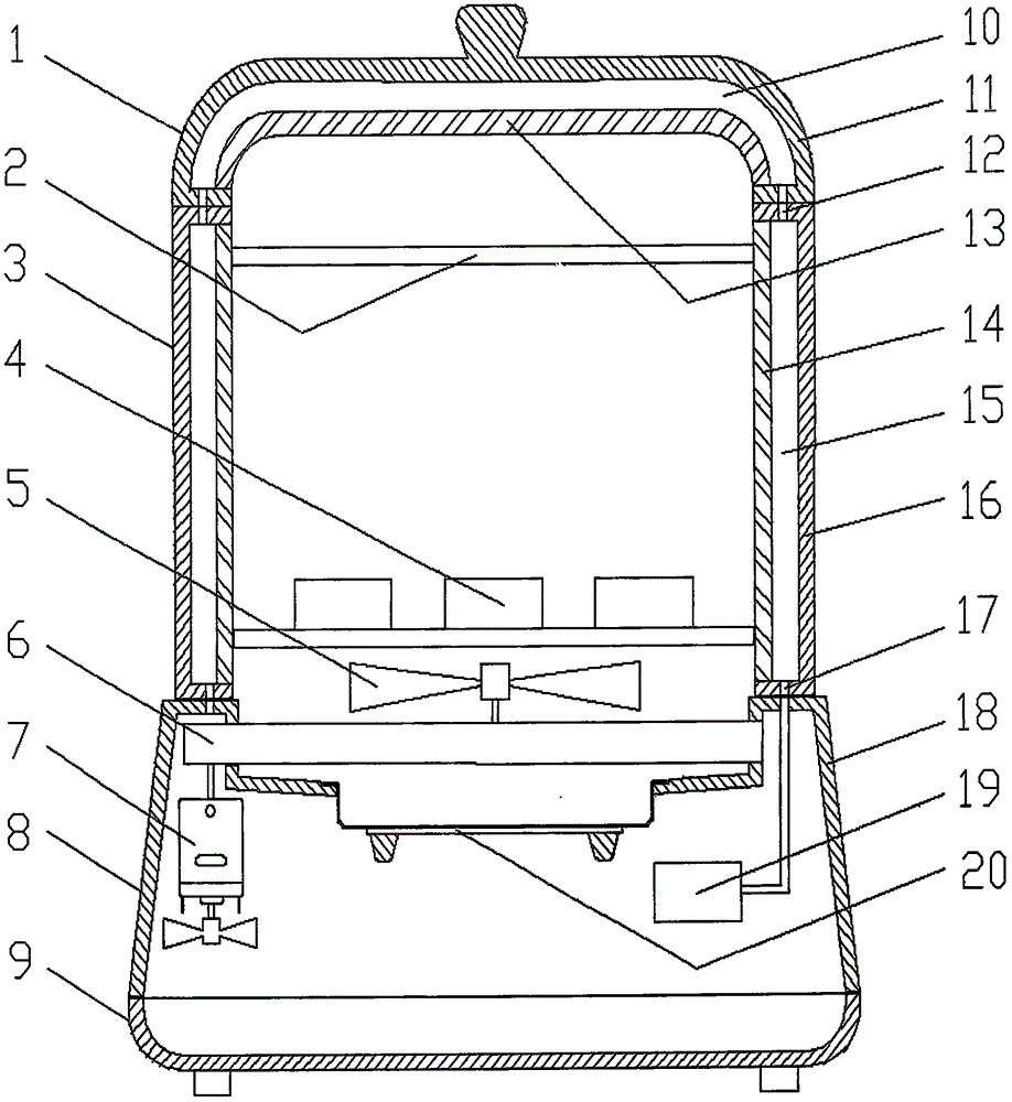 Non-air-exhaust drying device of feeding bottle sterilizing pot