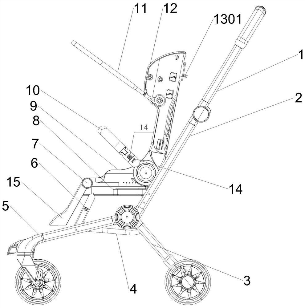 Rotatable and foldable seat pocket structure and baby carriage applying structure