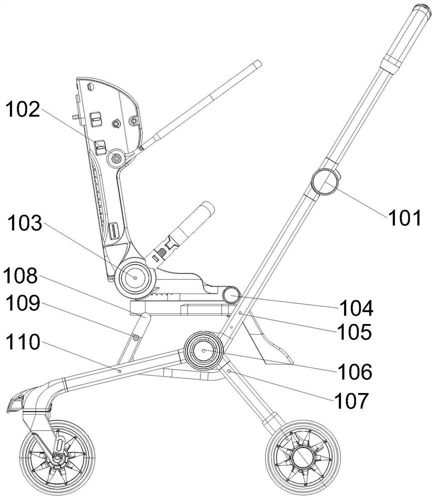 Rotatable and foldable seat pocket structure and baby carriage applying structure