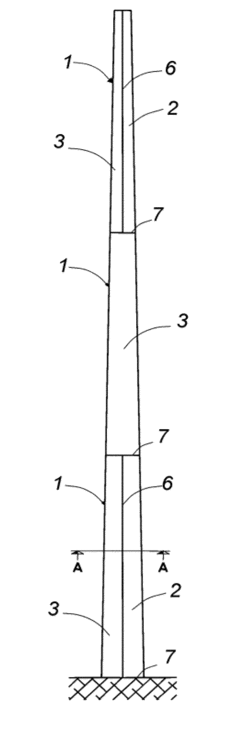 Support structure for a wind turbine and procedure to erect the support structure