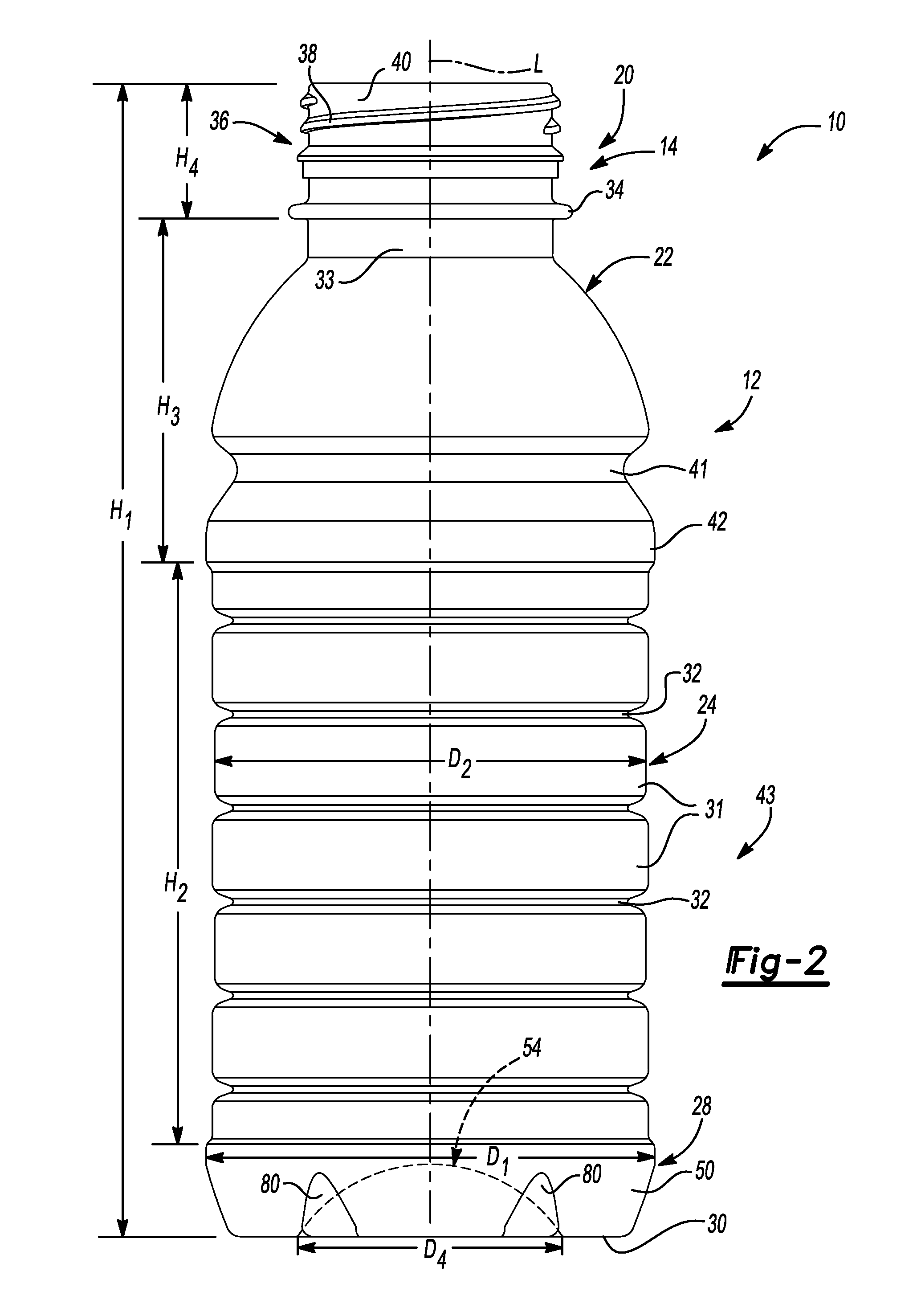 Hot-fill container having movable ribs for accommodating vacuum forces
