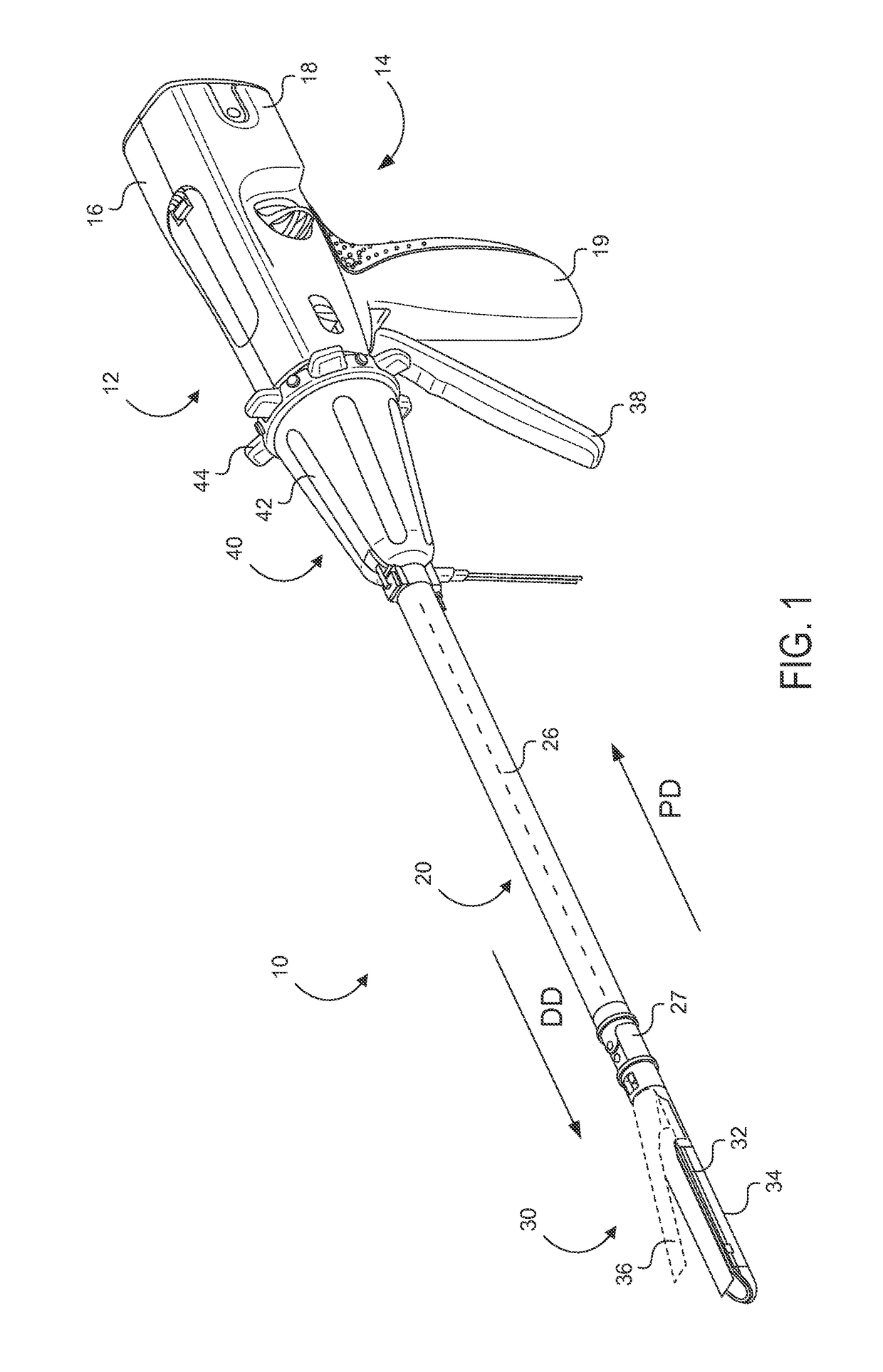 Control and electrical connections for electrode endocutter device