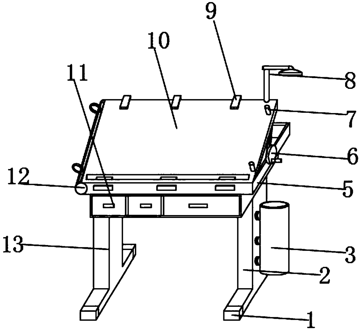 Multifunctional drawing table for landscape engineering design