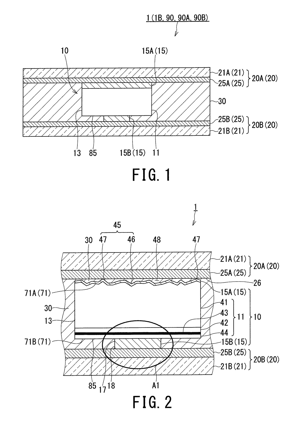 Light-emitting device with improved flexural resistance and electrical connection between layers, production method therefor, and device using light-emitting device