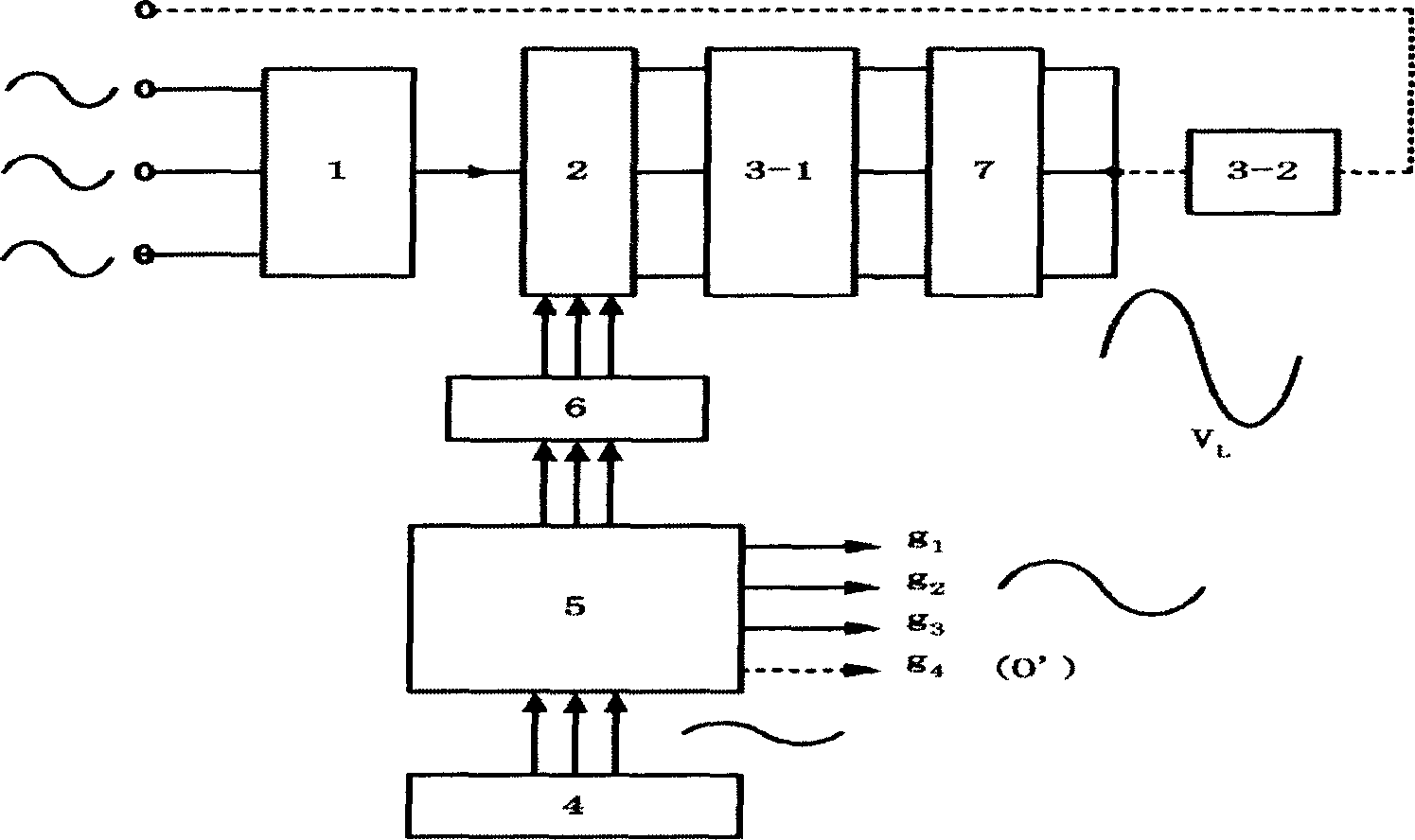 Three-phase N-line switch linear composite power conversion device of tandem N-source output equipment