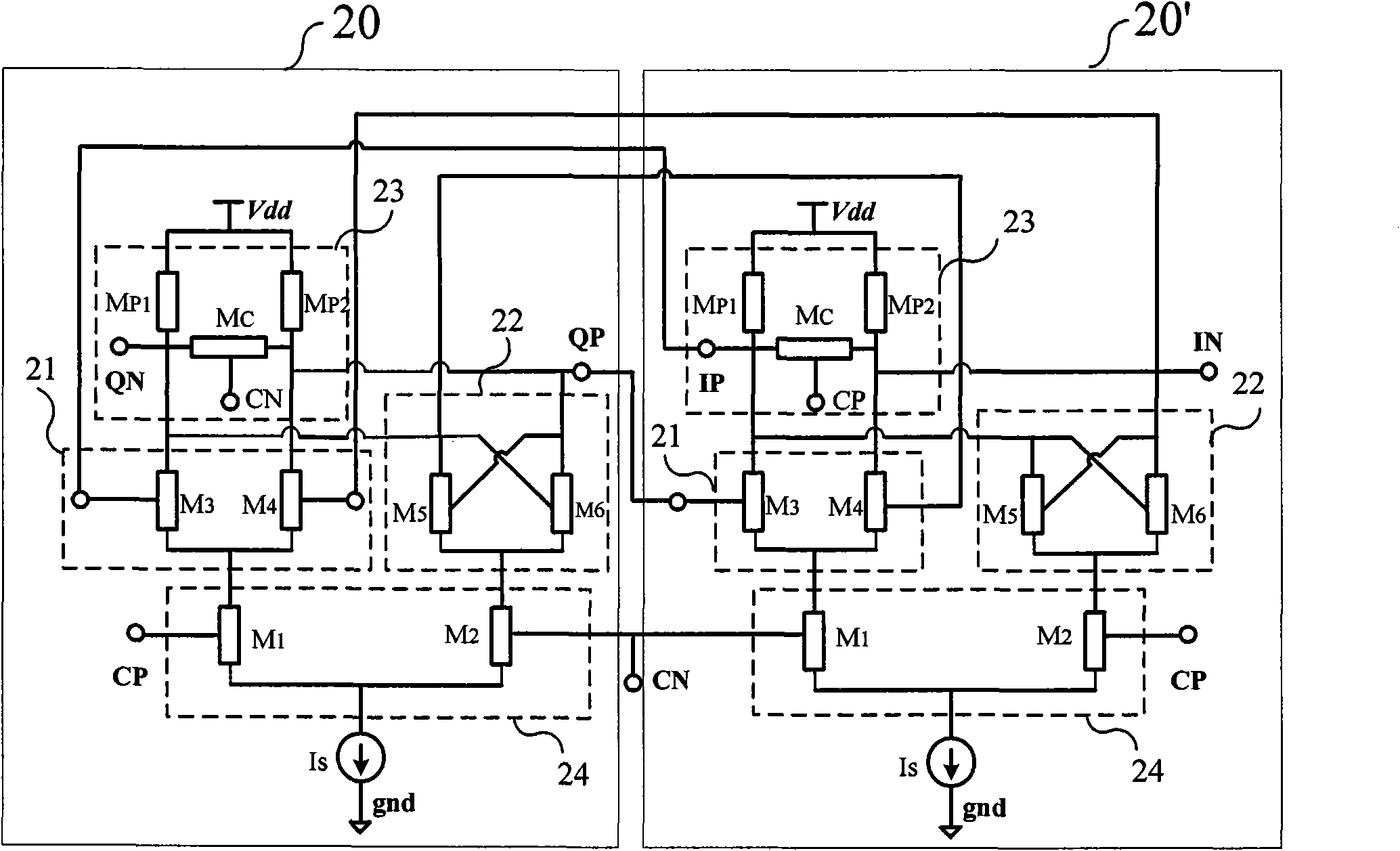 Prescaler with clock-controlled transistor