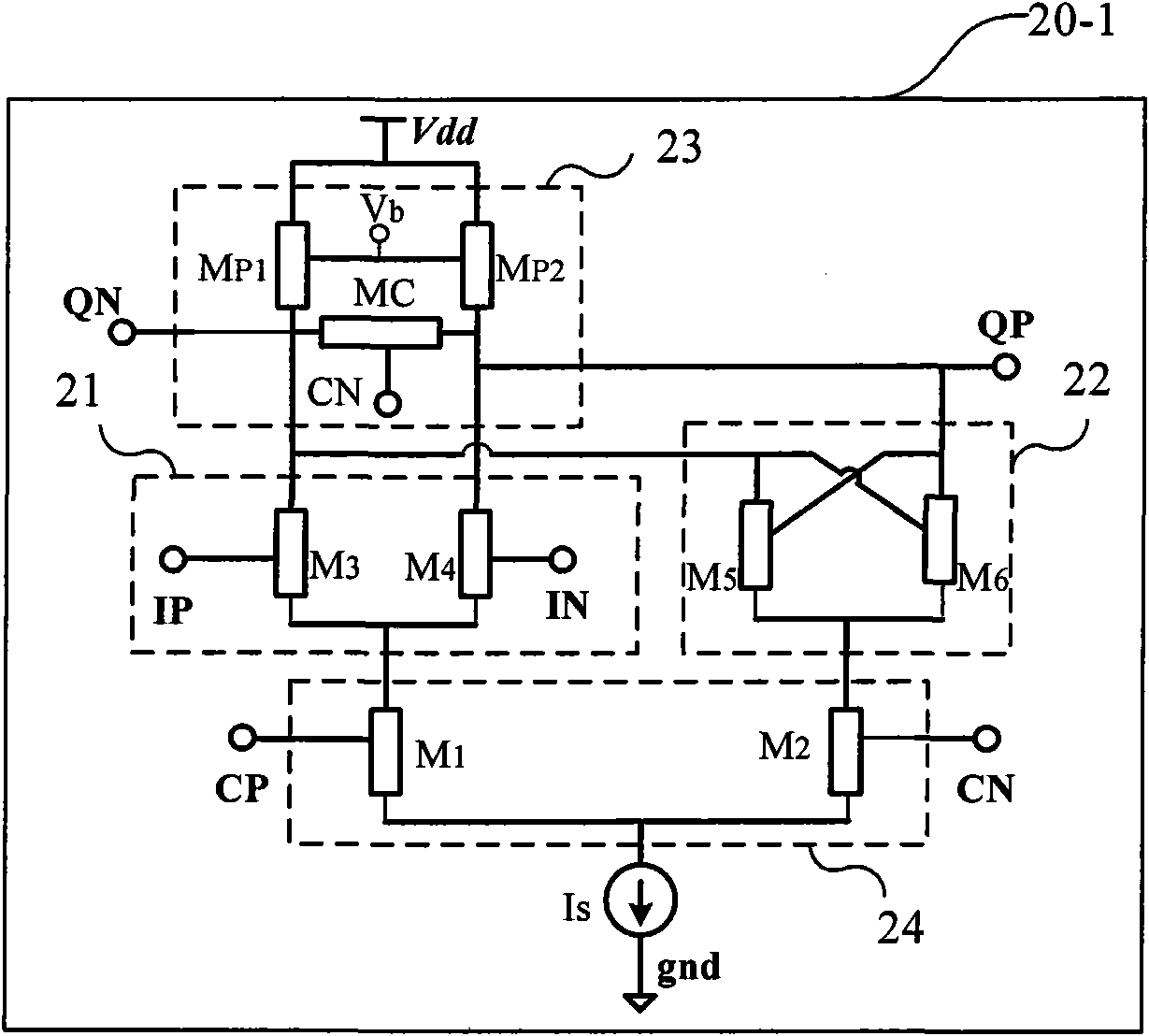 Prescaler with clock-controlled transistor