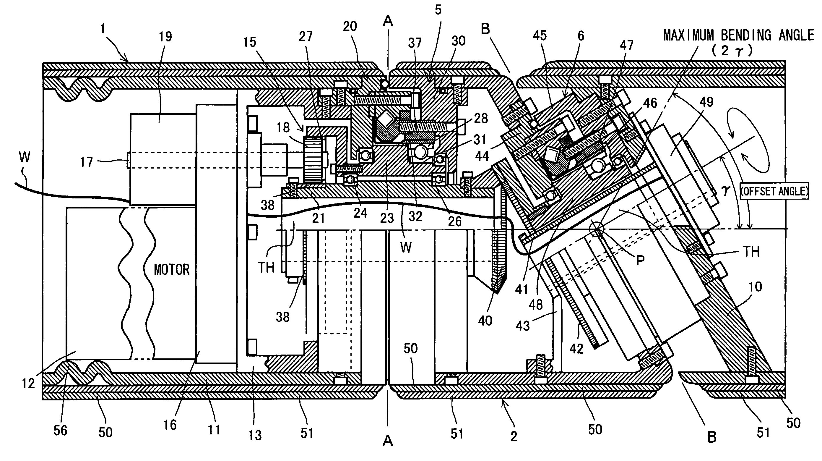 Offset rotary joint unit equipped with rotation correction mechanism