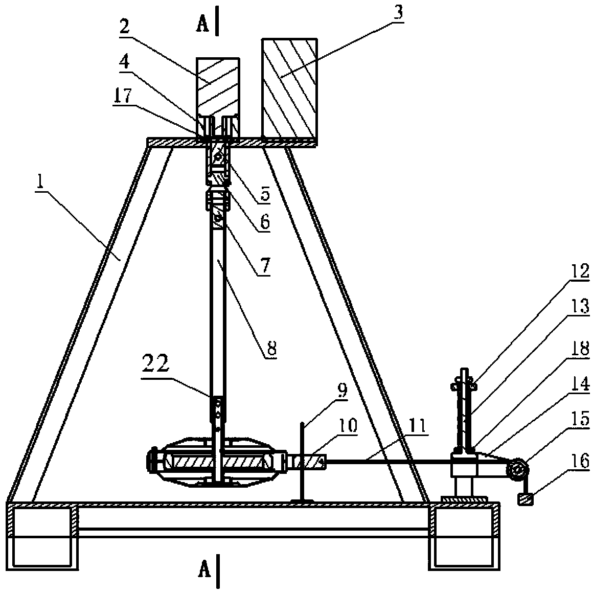 Acceleration wear simulation testing device for fastening bolt of suspension rod of ceiling fan