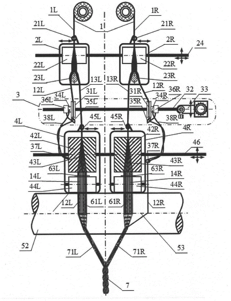 Double-bundle screen asymmetric composite yarn, spinning method and applications