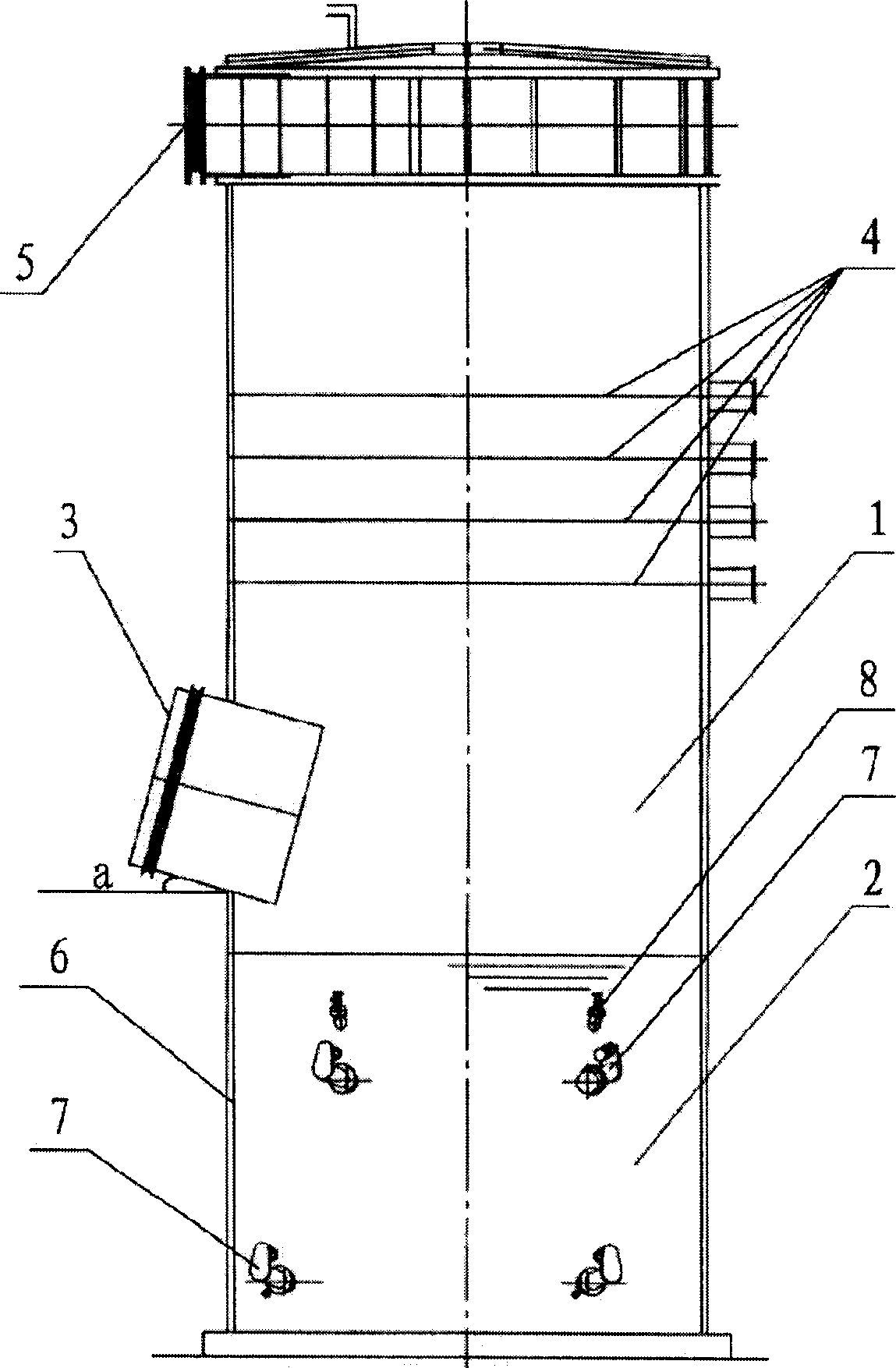 Square absorption tower for wet method desulfurization of flue gas
