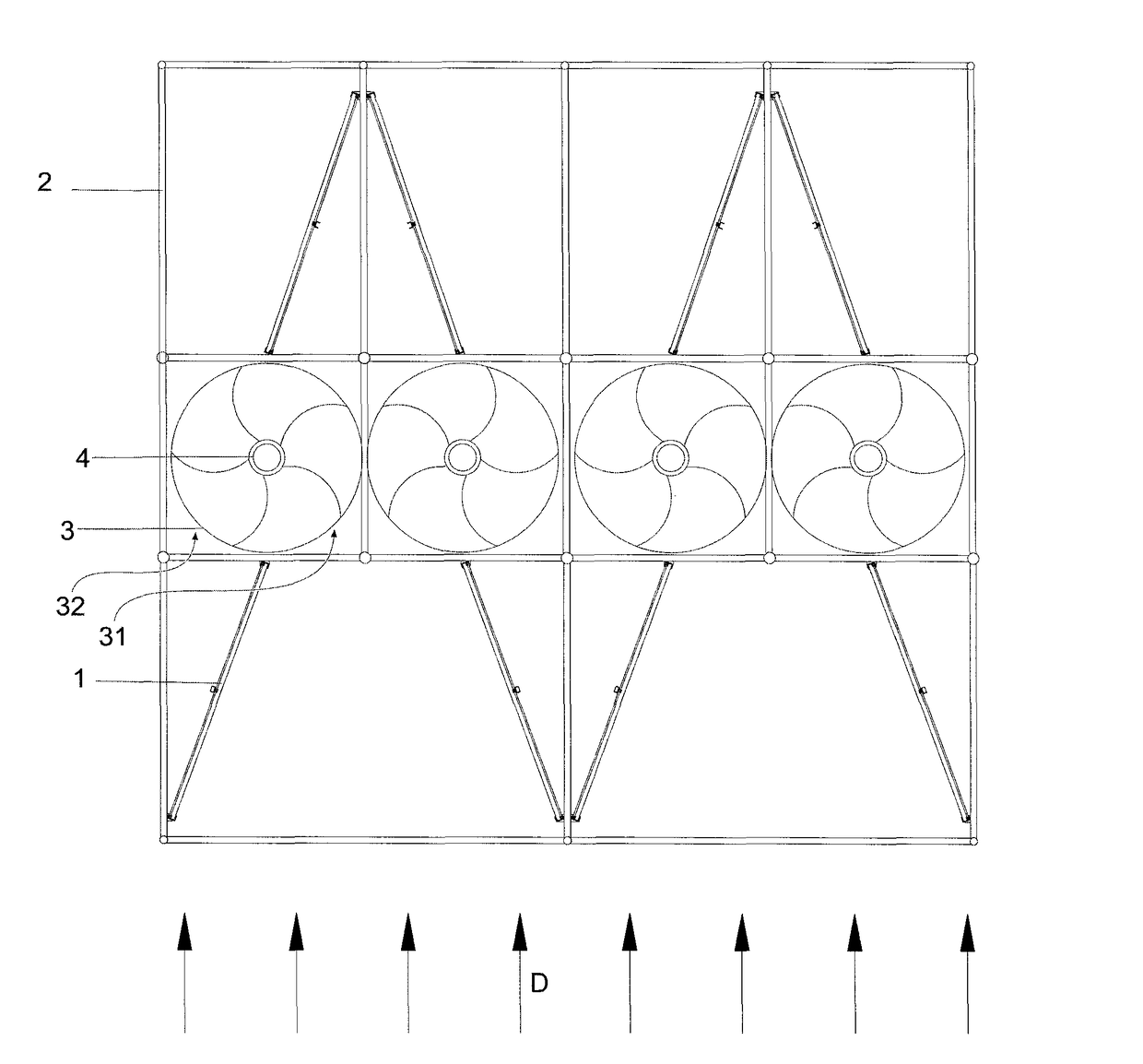 Rolling-door-type load regulating device and ocean energy power generating device using the same