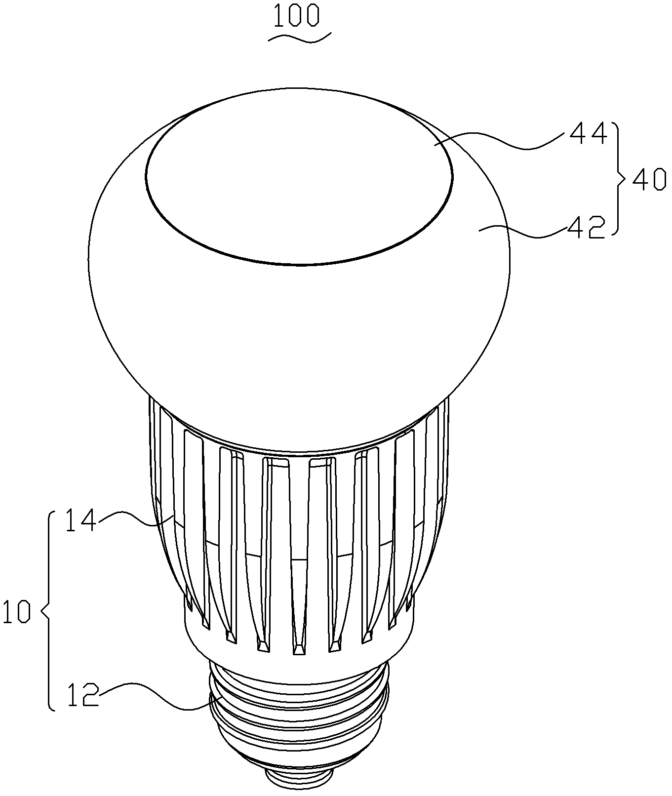 Large-angle omnidirectional lighting LED (light emitting diode) lamp