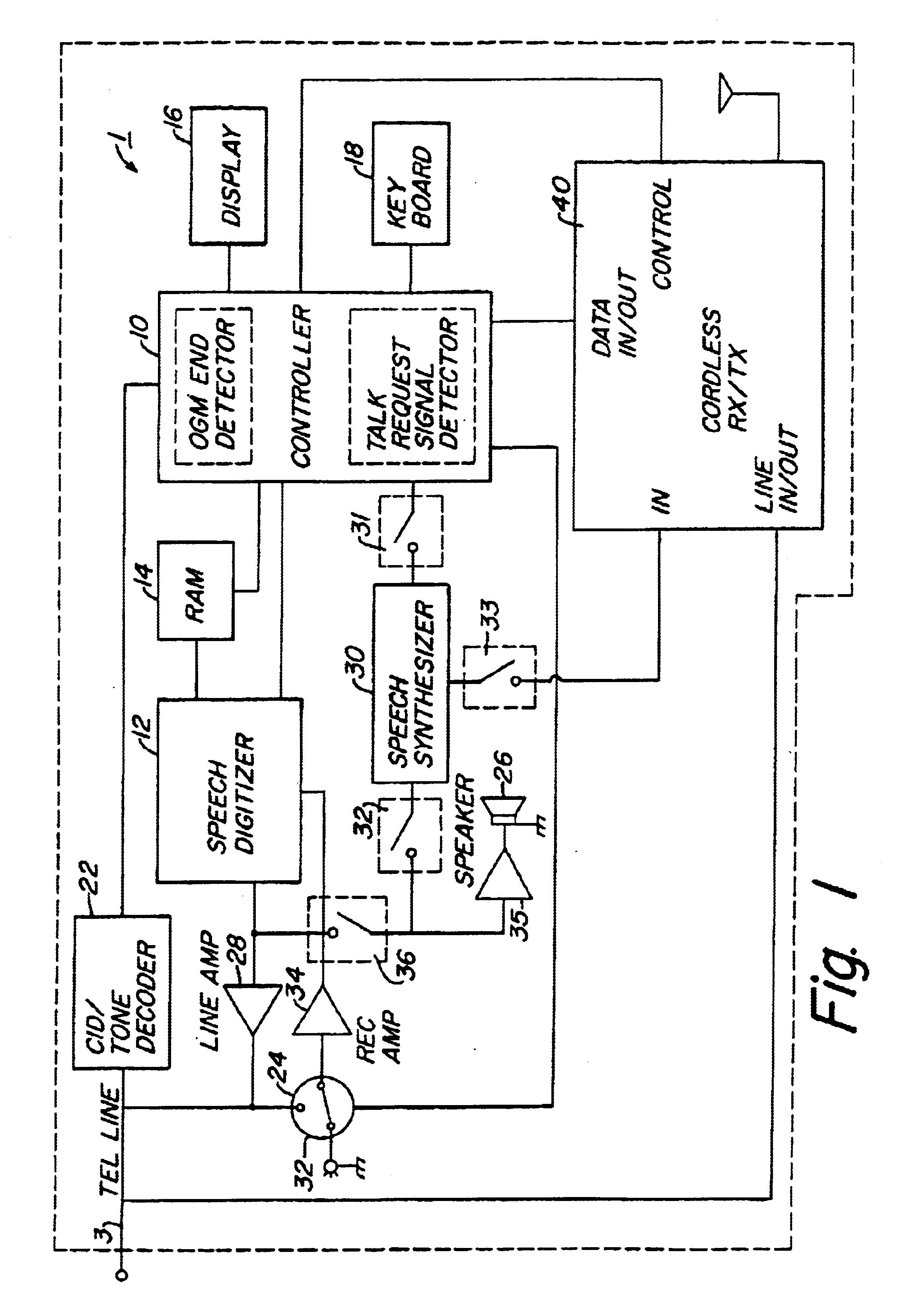 Method and apparatus for an improved call interrupt feature in a cordless telephone answering device