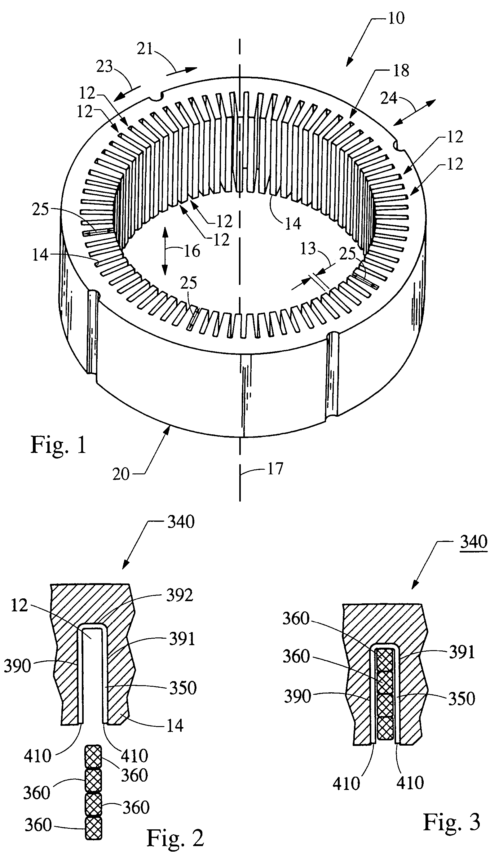 Stator of a rotary electric machine having secured core slot insulators