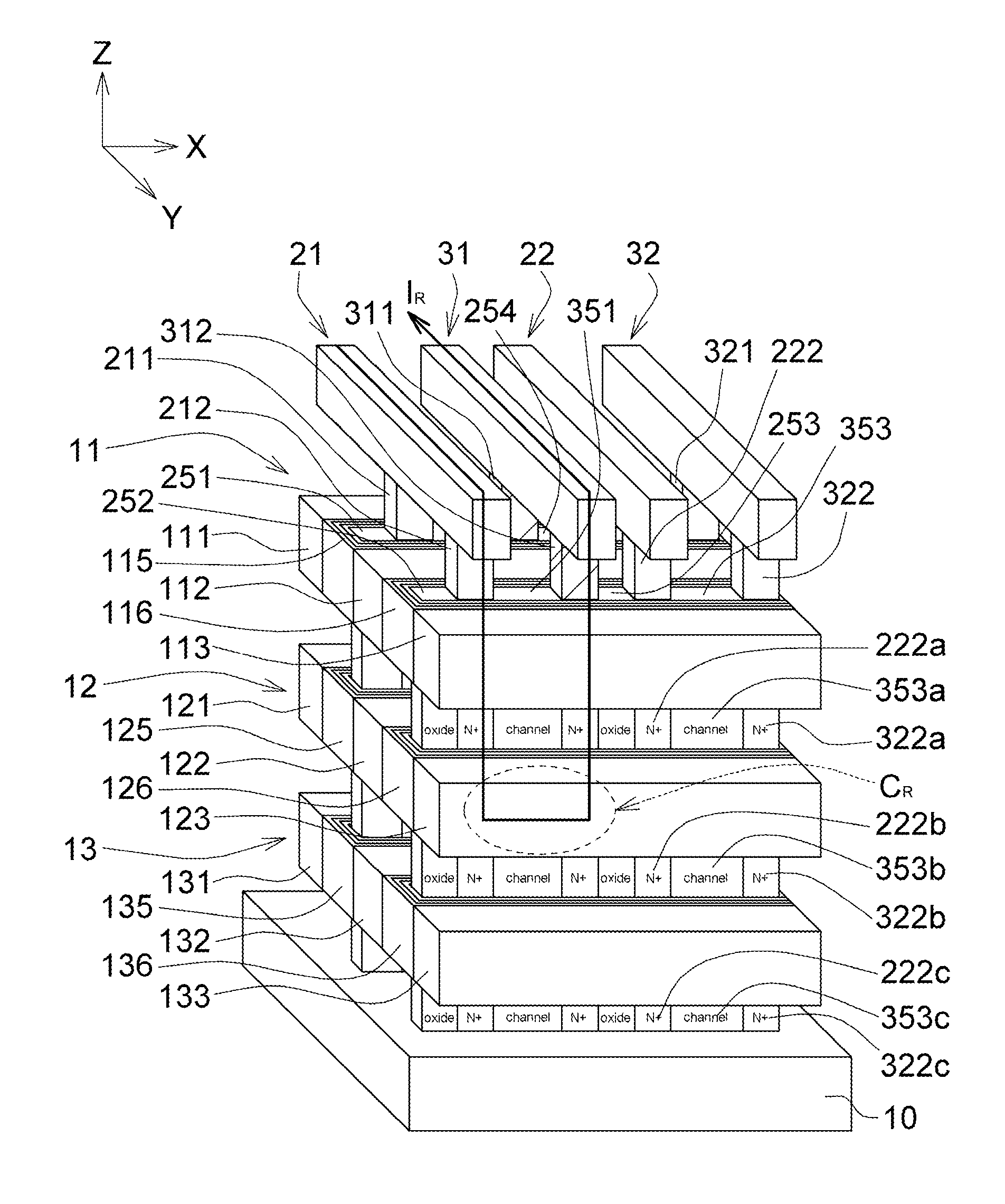 Three-dimensional stacked and-type flash memory structure and methods of manufacturing and operating the same hydride