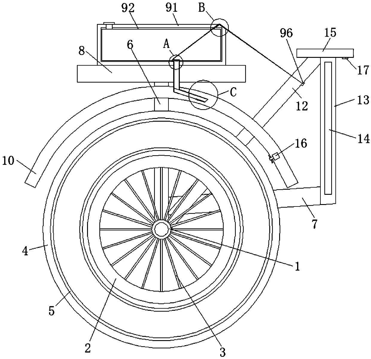 Power-assisted bicycle capable of cooling hollow rear tire and preventing explosion