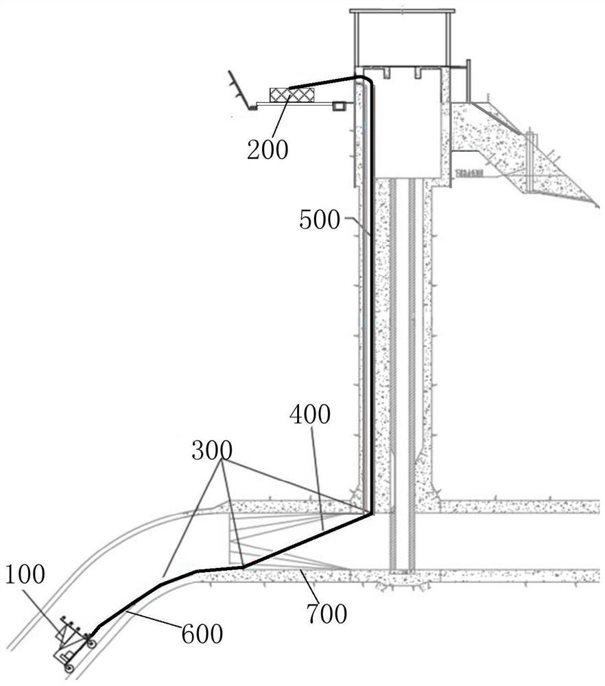 Pumped storage power station inclined shaft tunnel appearance inspection and measurement device and arrangement method