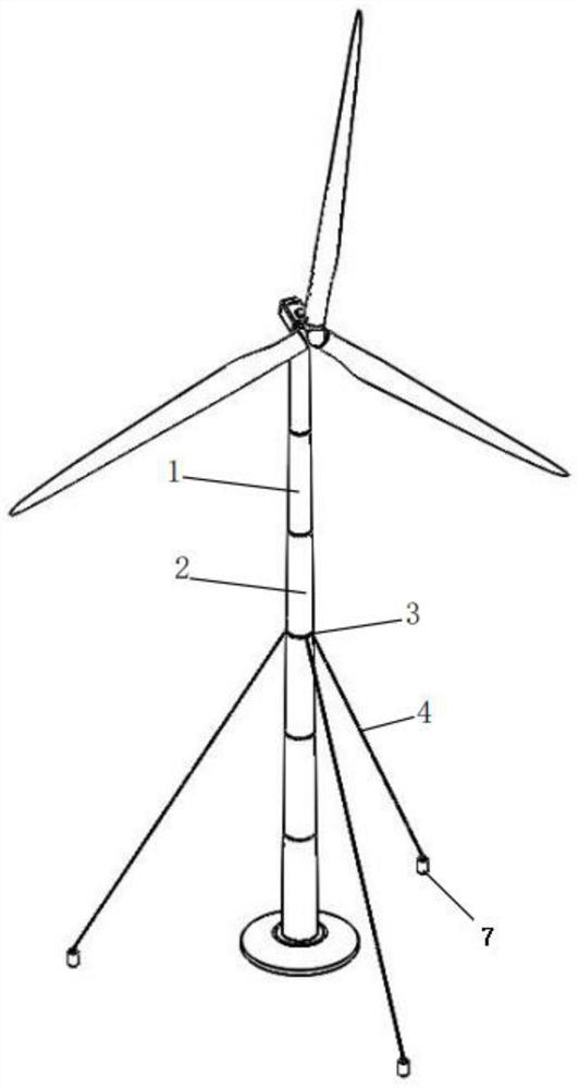 Wind generating set inhaul cable type steel cylinder tower and steel cylinder replacing method