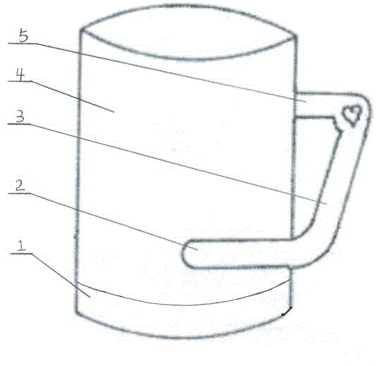 Teacup with inclined handle