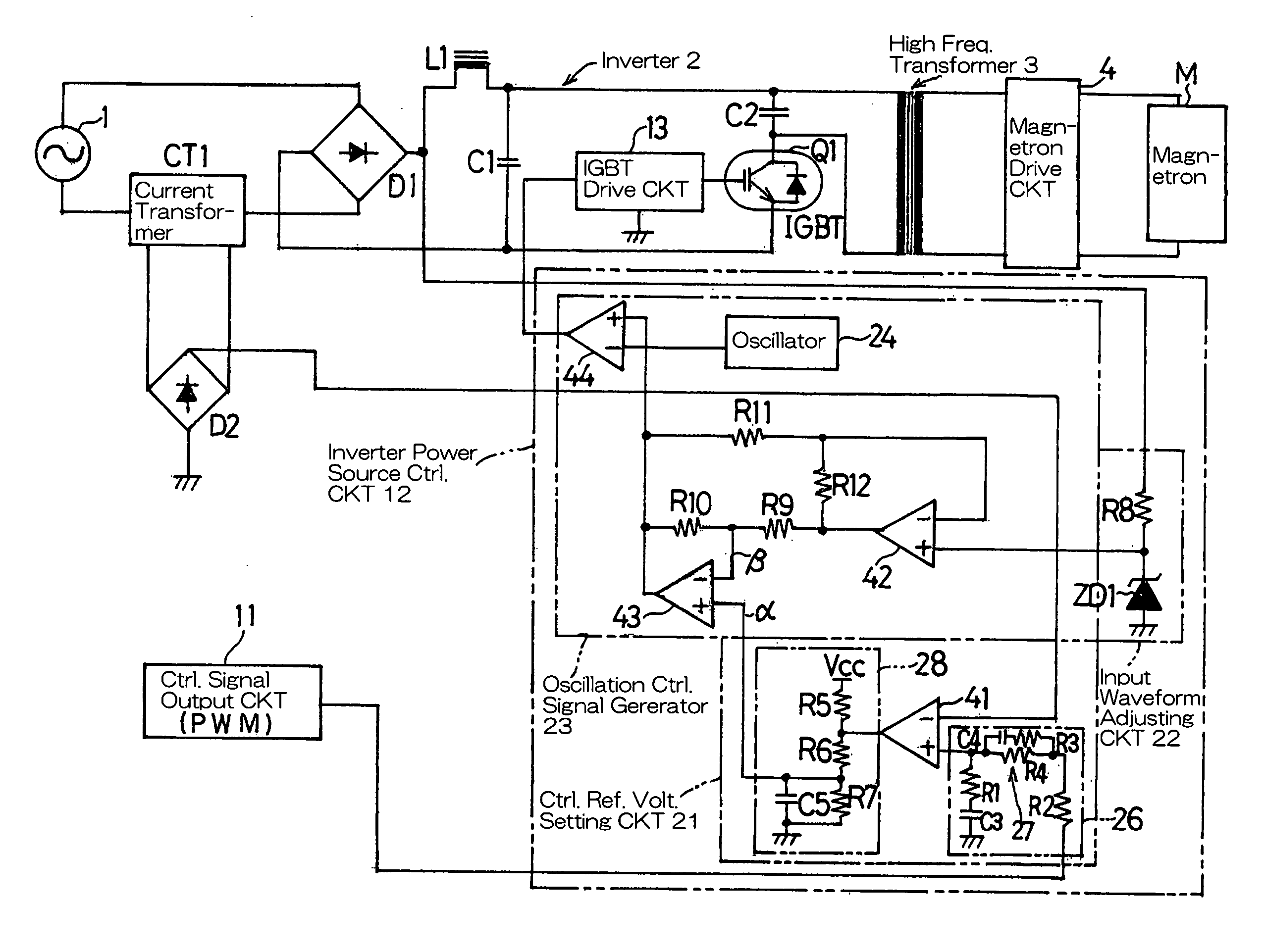 Inverter power source control circuit for high-frequency heater