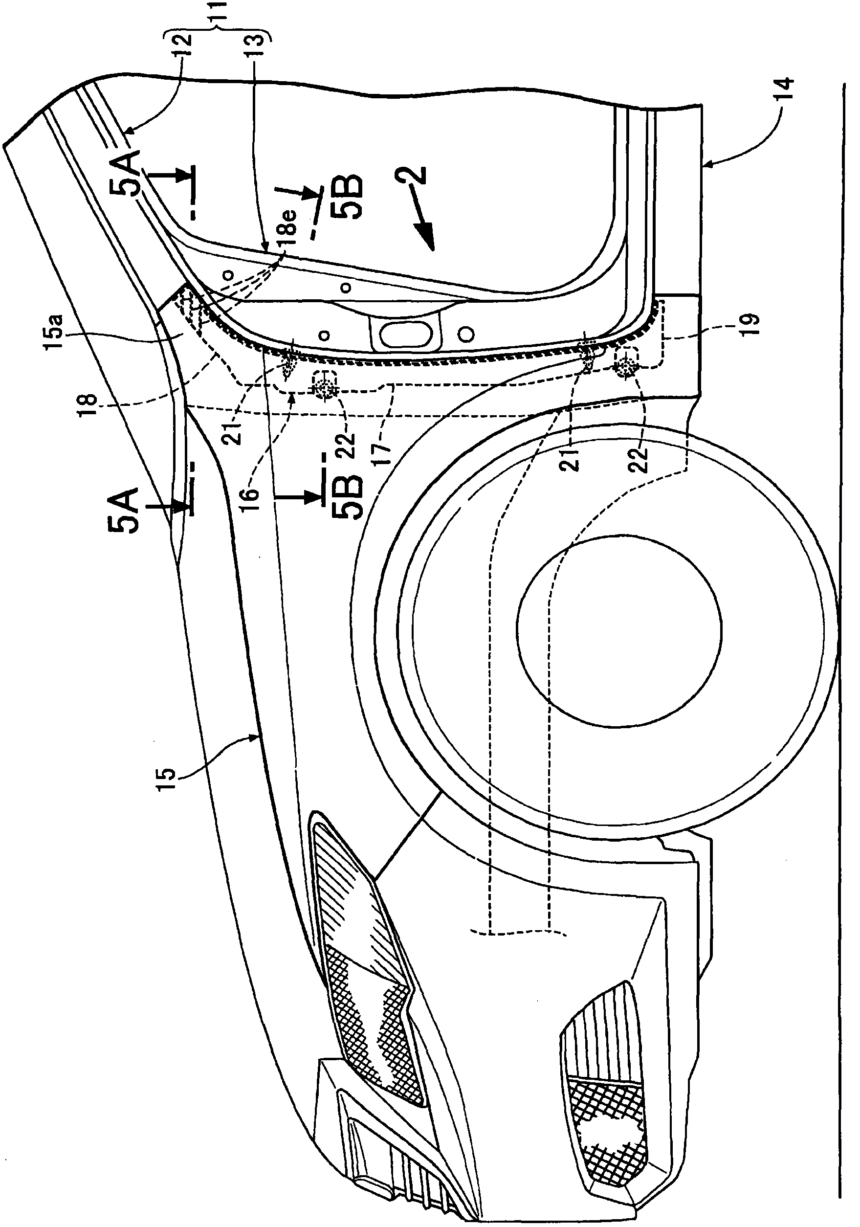 Vehicle body structure for automobile