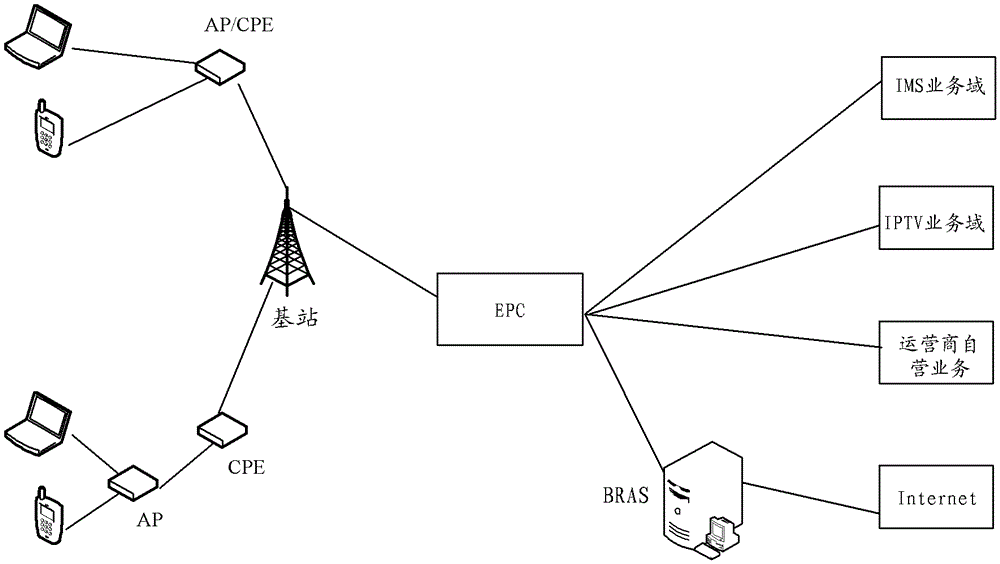 A method and device for a wifi terminal to access different service domains