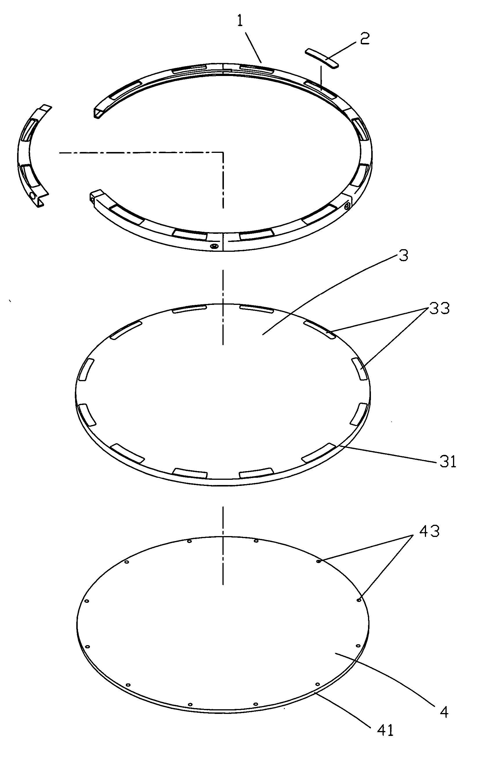 Positinoing ring for combining convex mirror and back board