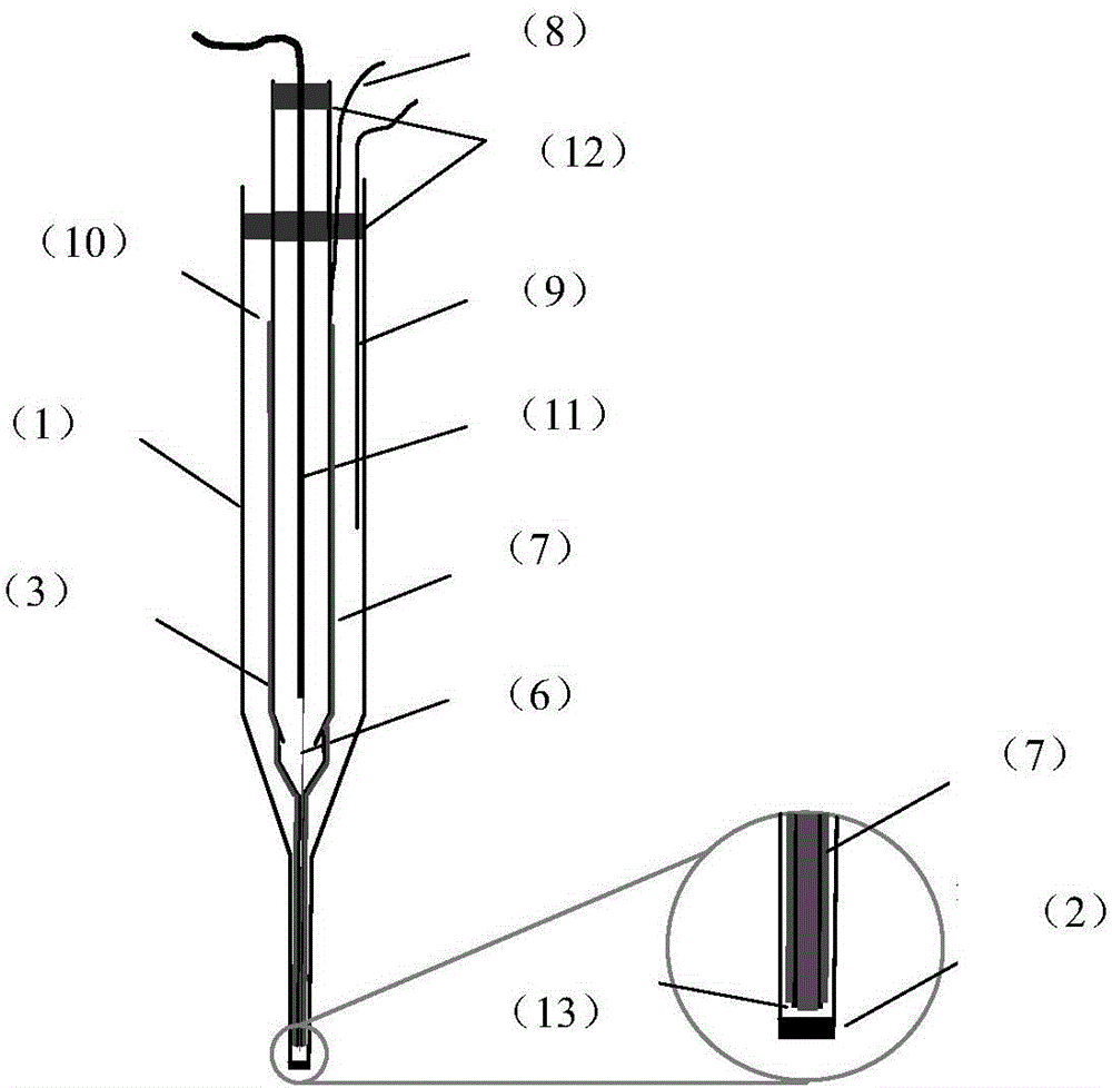 Coaxial compound oxygen microelectrode and preparation method thereof