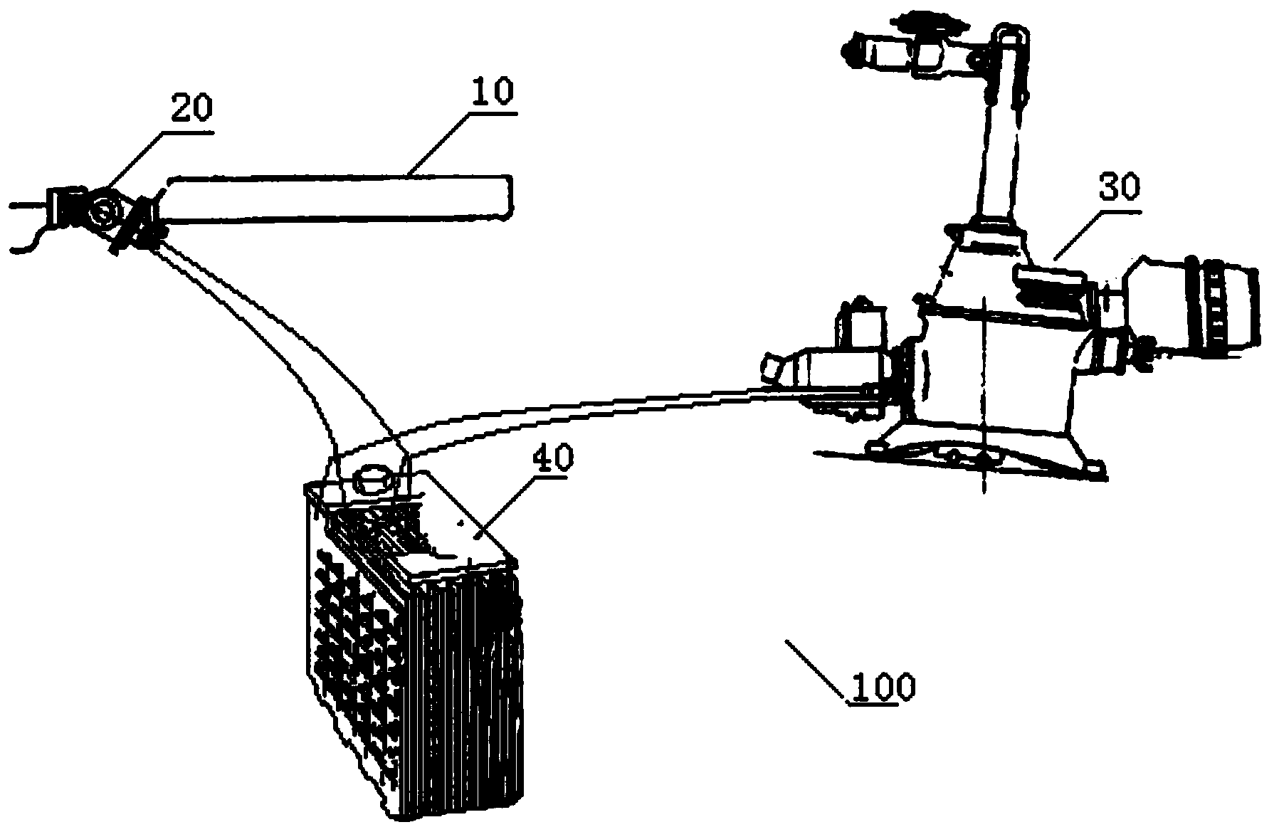 Electronic direct-drive type stroke oar component for hybrid-power helicopter and helicopter