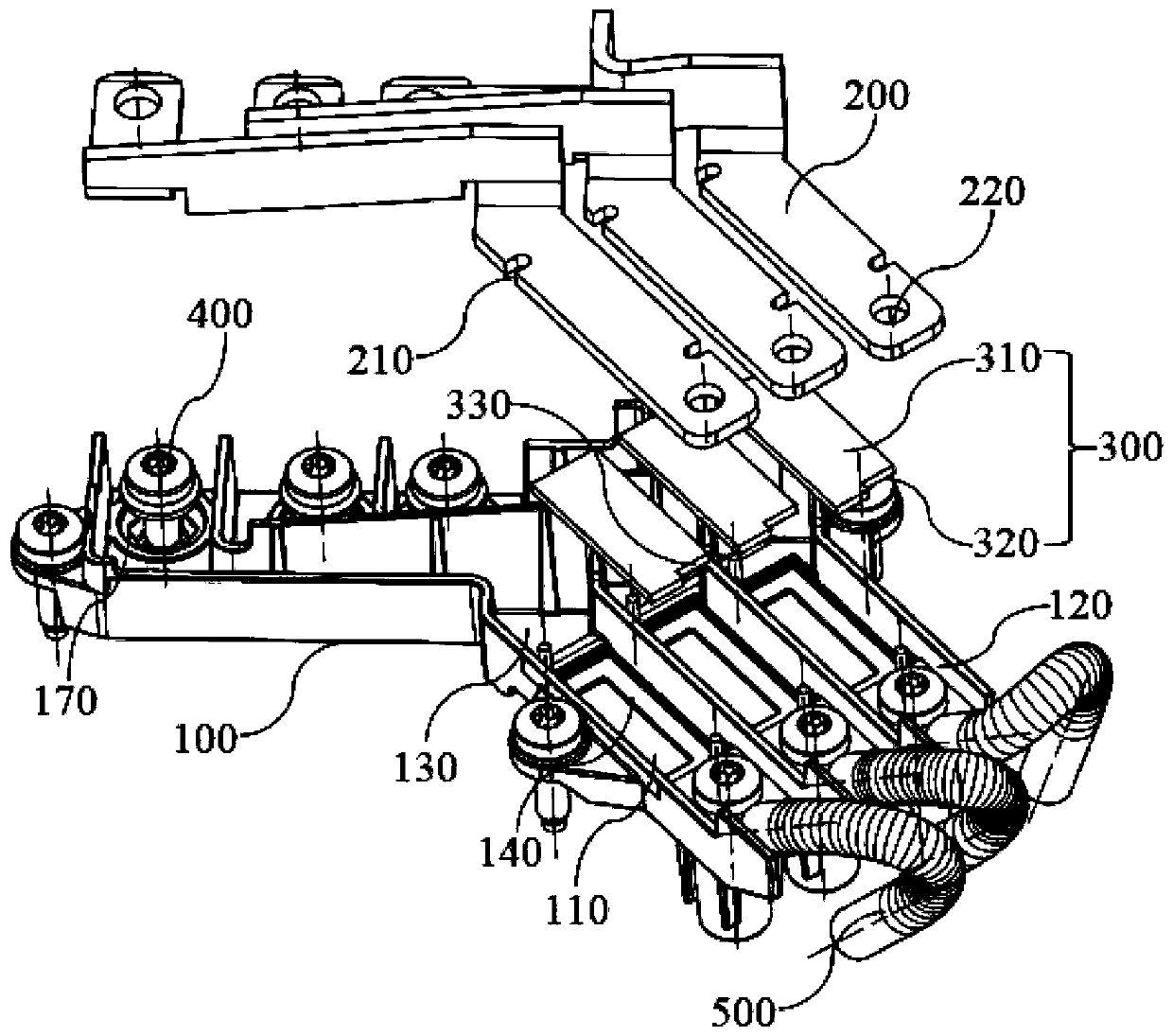 Three-phase copper bar and electric drive assembly