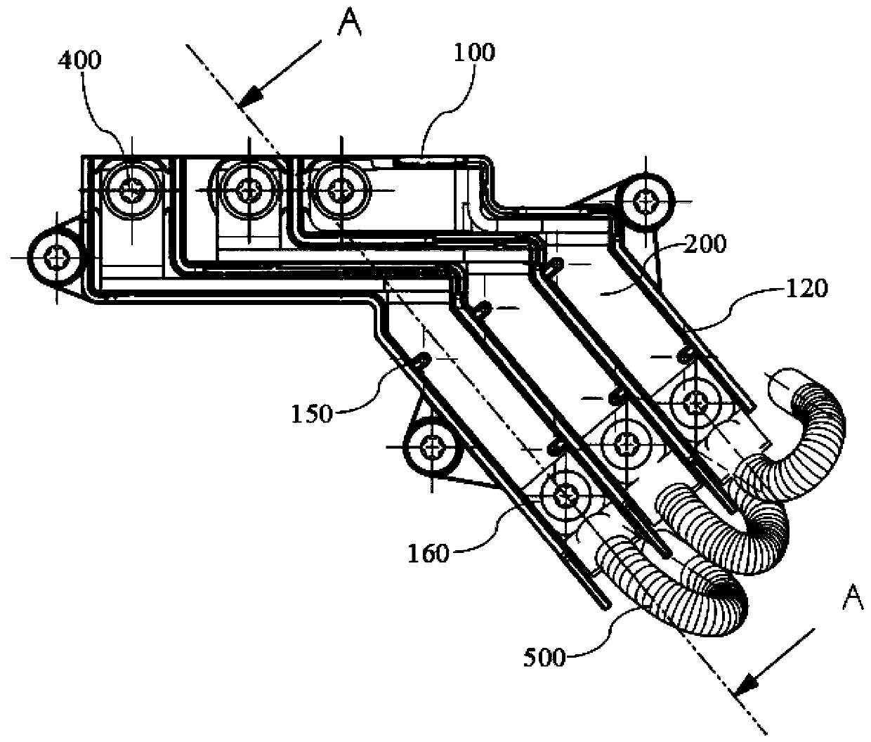 Three-phase copper bar and electric drive assembly