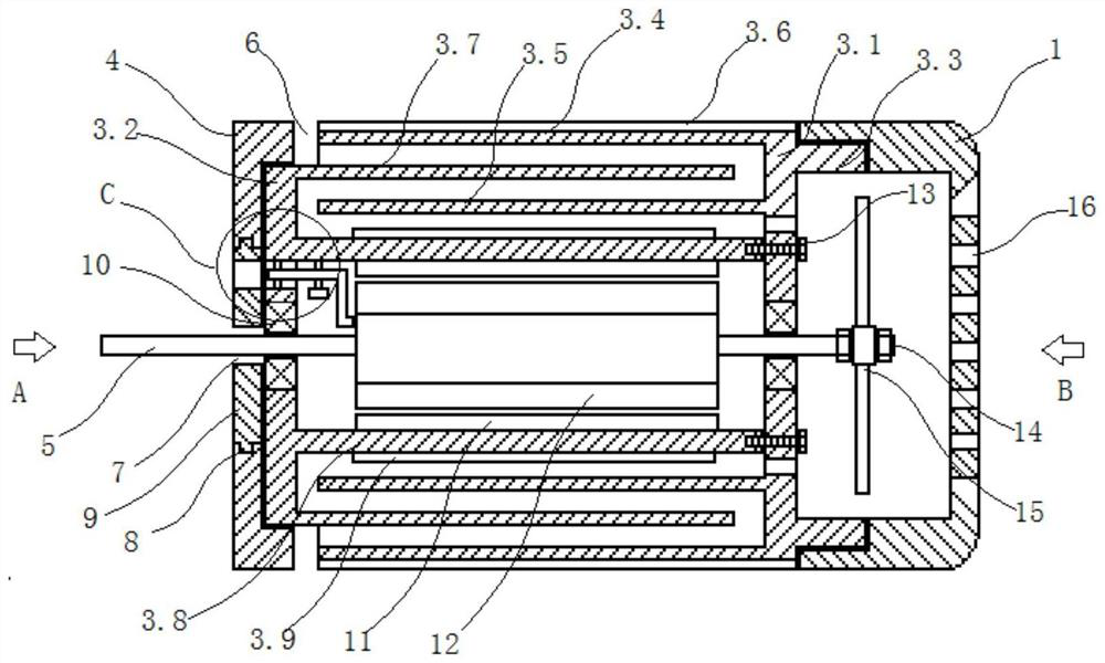 Active heat dissipation type motor with built-in electric brush damping structure