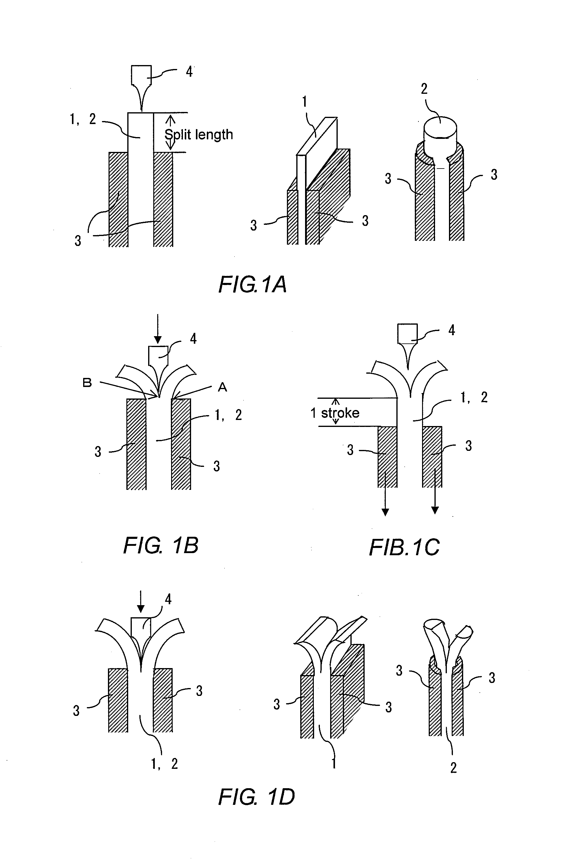 Method for splitting end part of metal plate or metal rod, metal parts manufactured by such end splitting method, and method for bonding such metal parts