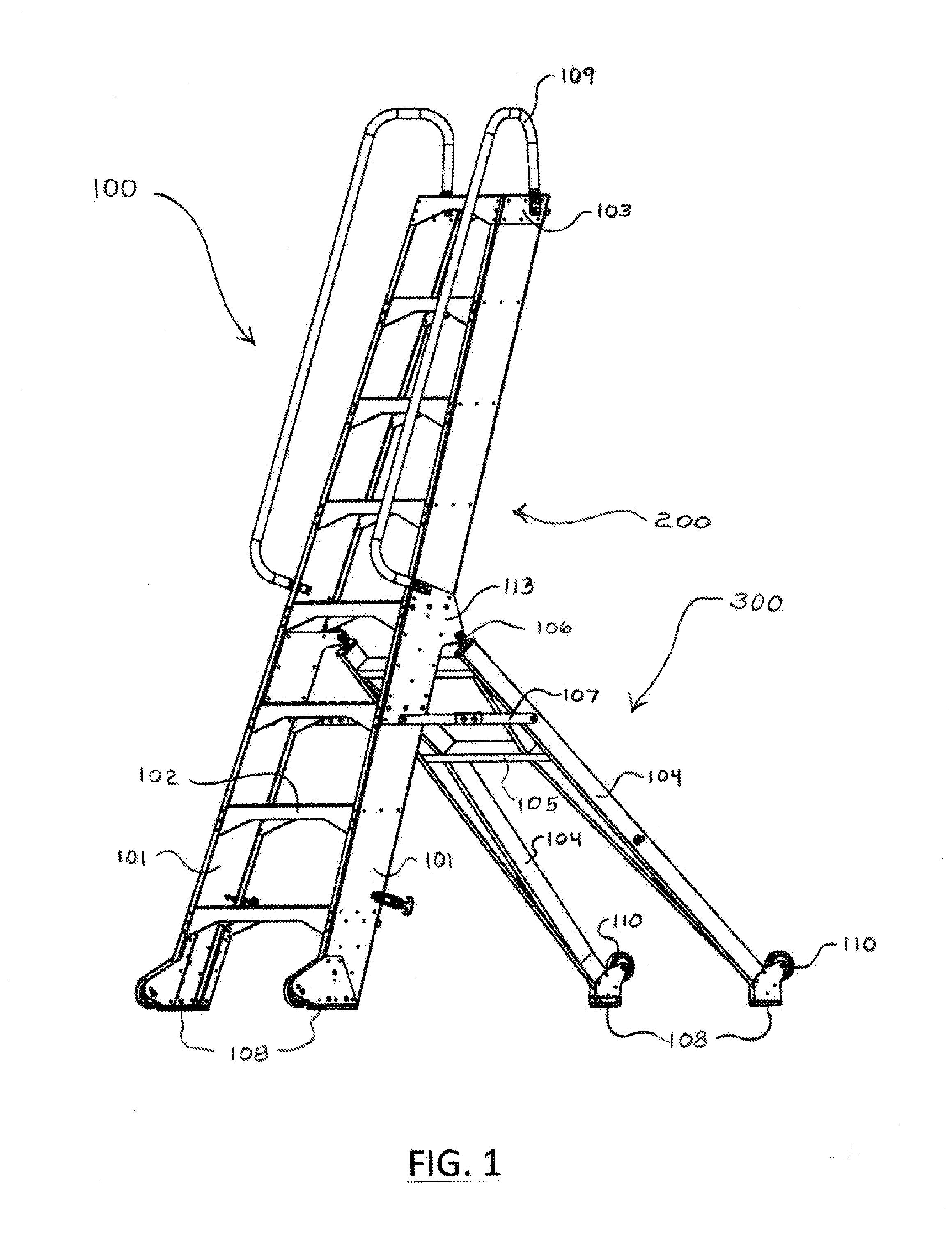Safety ladder and work platform for helicopter and aircraft maintenence