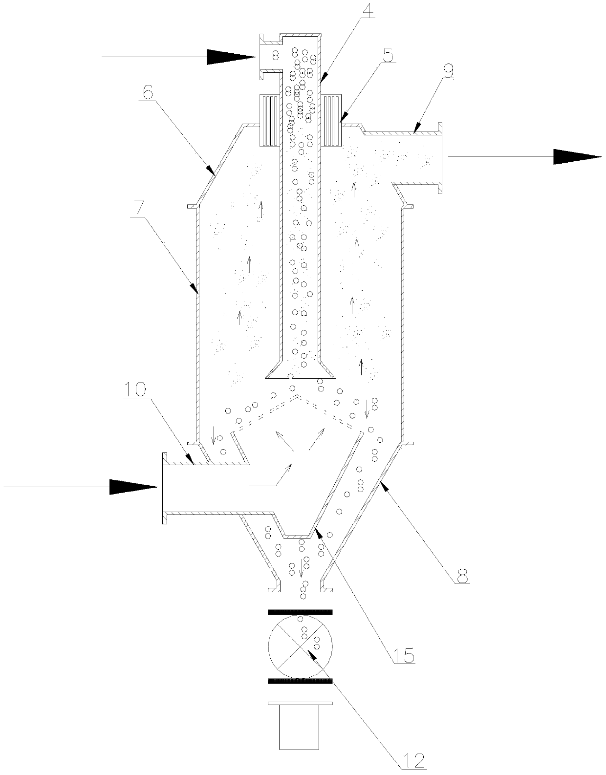 Elutriation device applied to chemical plastic materials