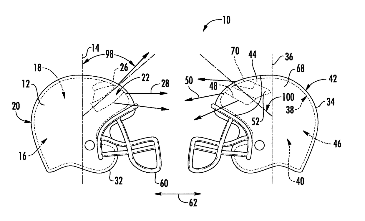 Headgear system with impact reduction feature